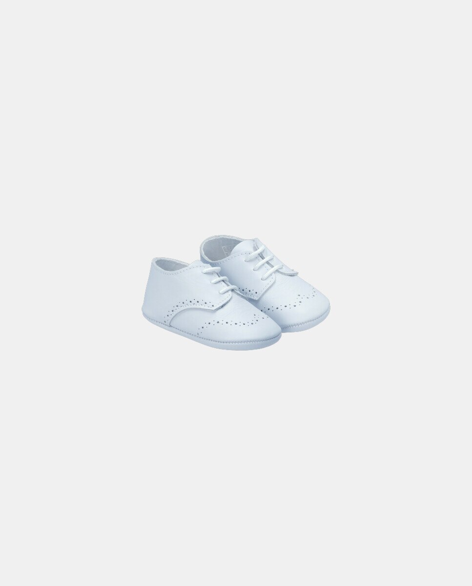 Sapatos com Atacadores para Bebé de Pele Azul-celeste-2