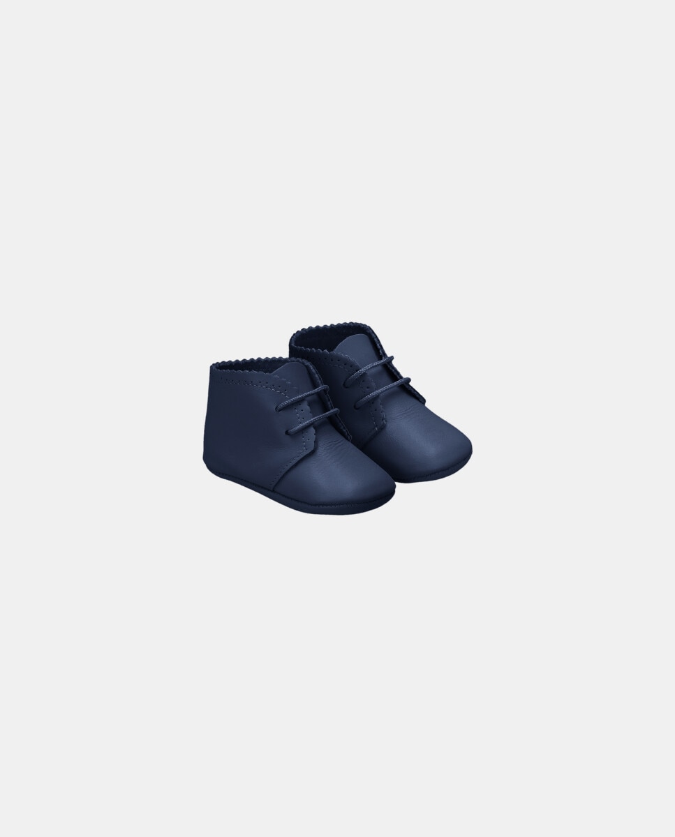 Botas para Bebé de Pele com Cordões Azul-marinho-2