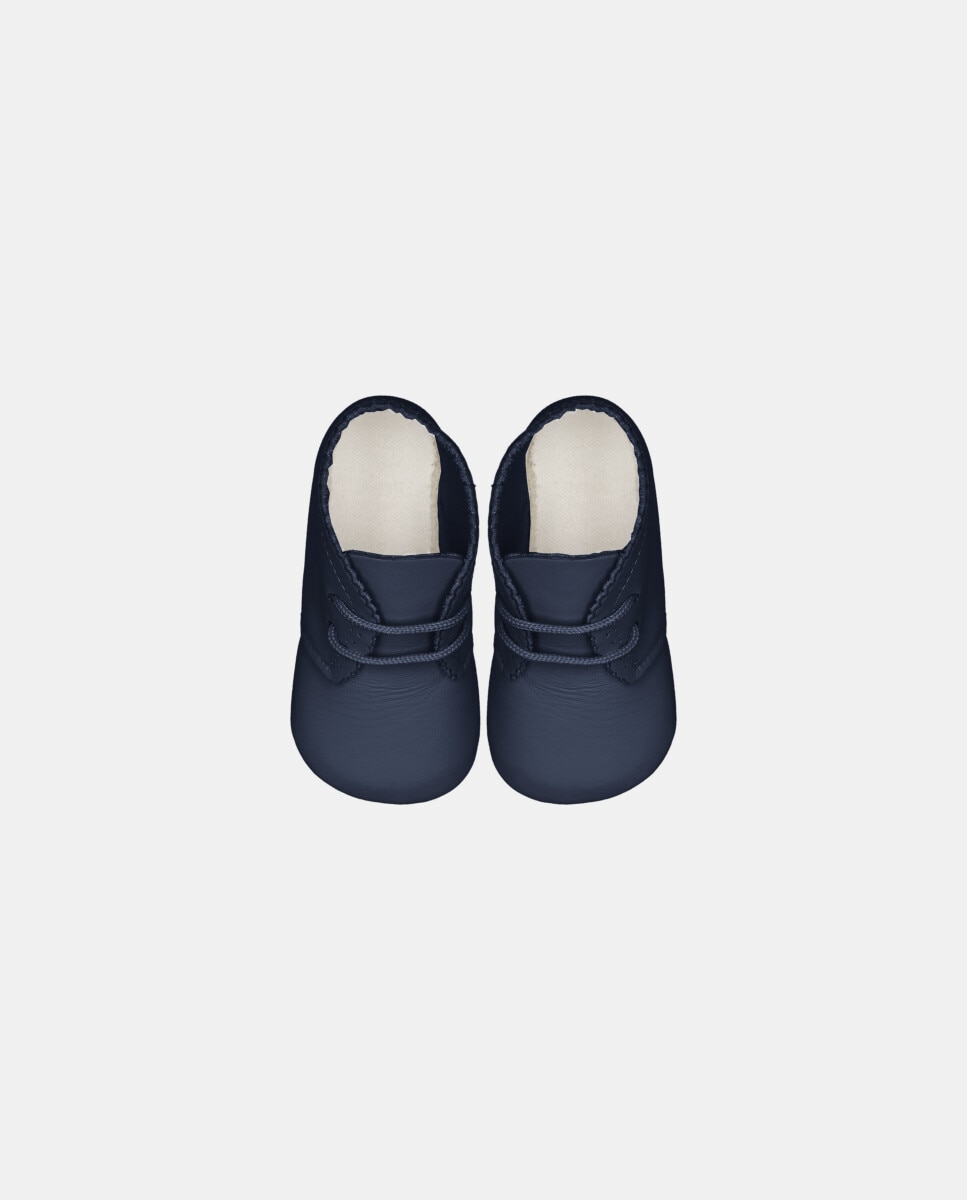 Botas para Bebé de Pele com Cordões Azul-marinho-3