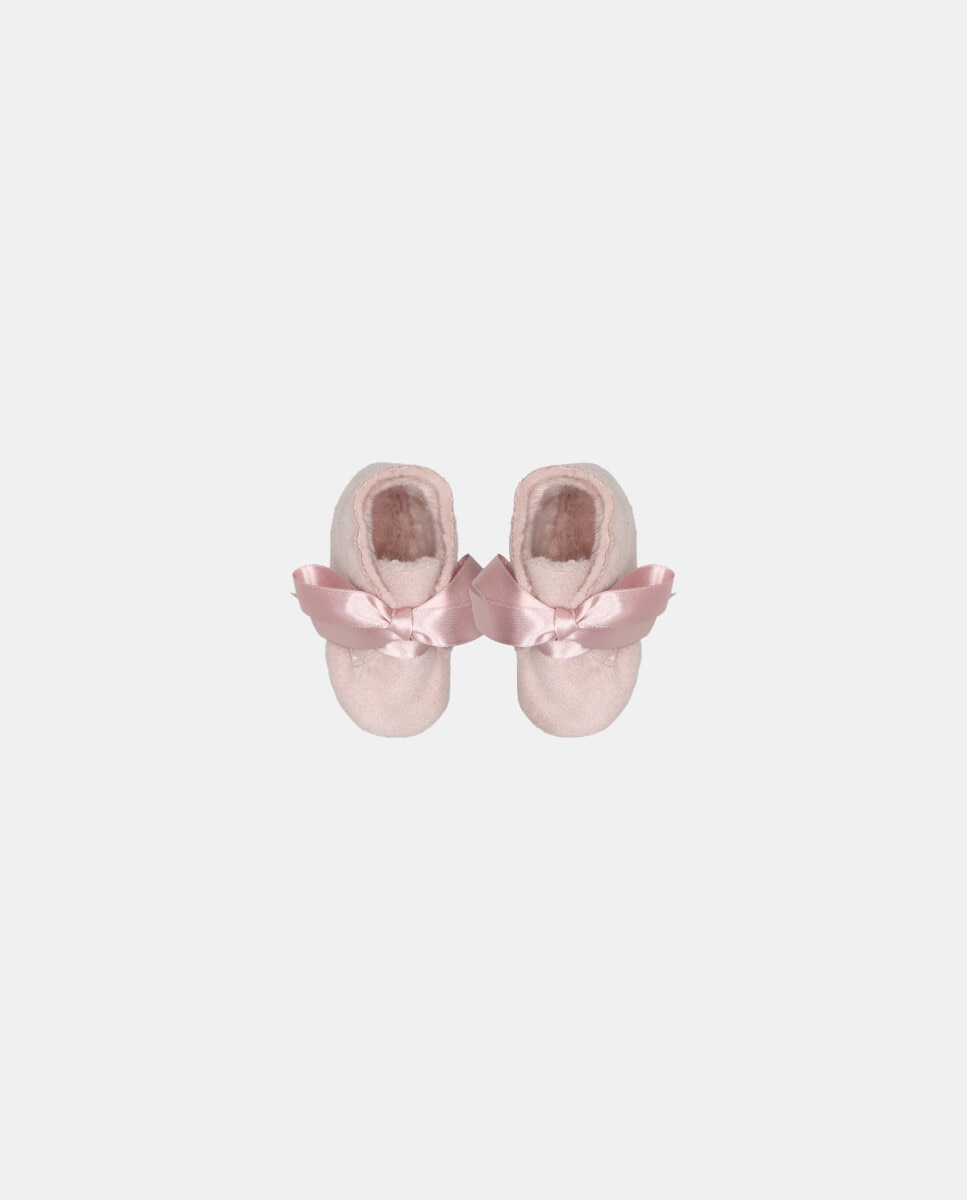 Botas para Bebé de Camurça e Pelo Rosa-claro-3