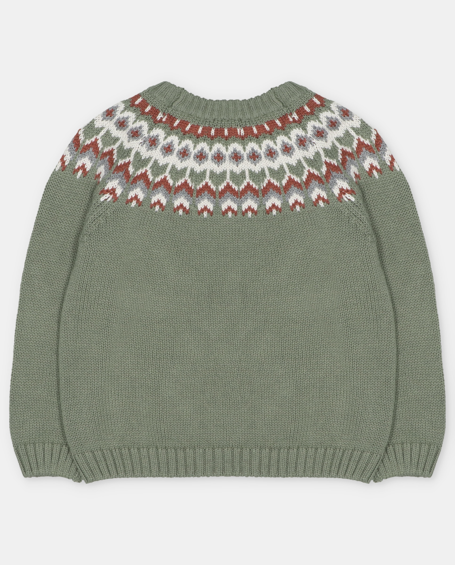 Camisola Infantil com Rebordo Decorativo em Contraste Caqui-2