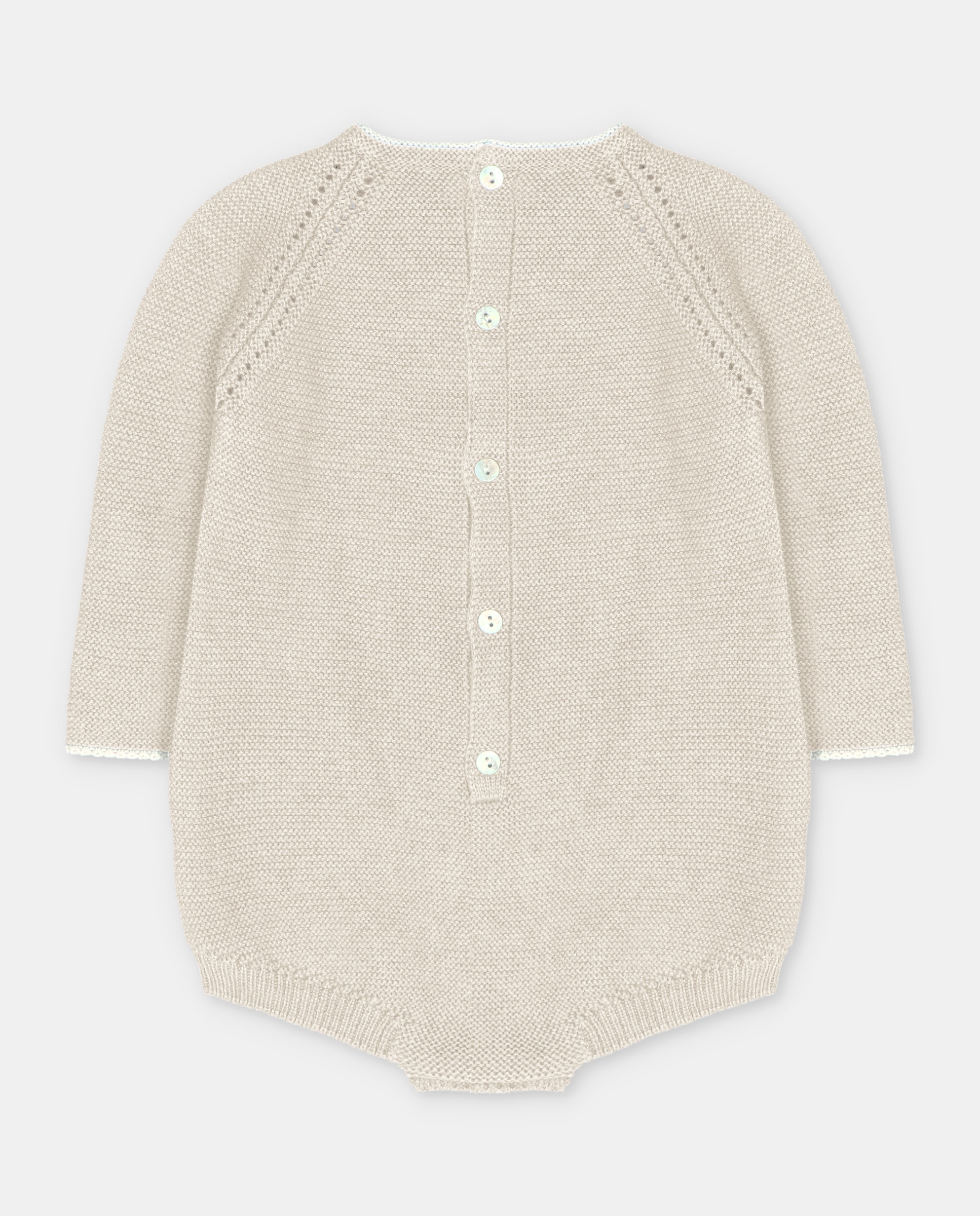 Babygrow para Bebé de Malha com Bodoques Bege-2