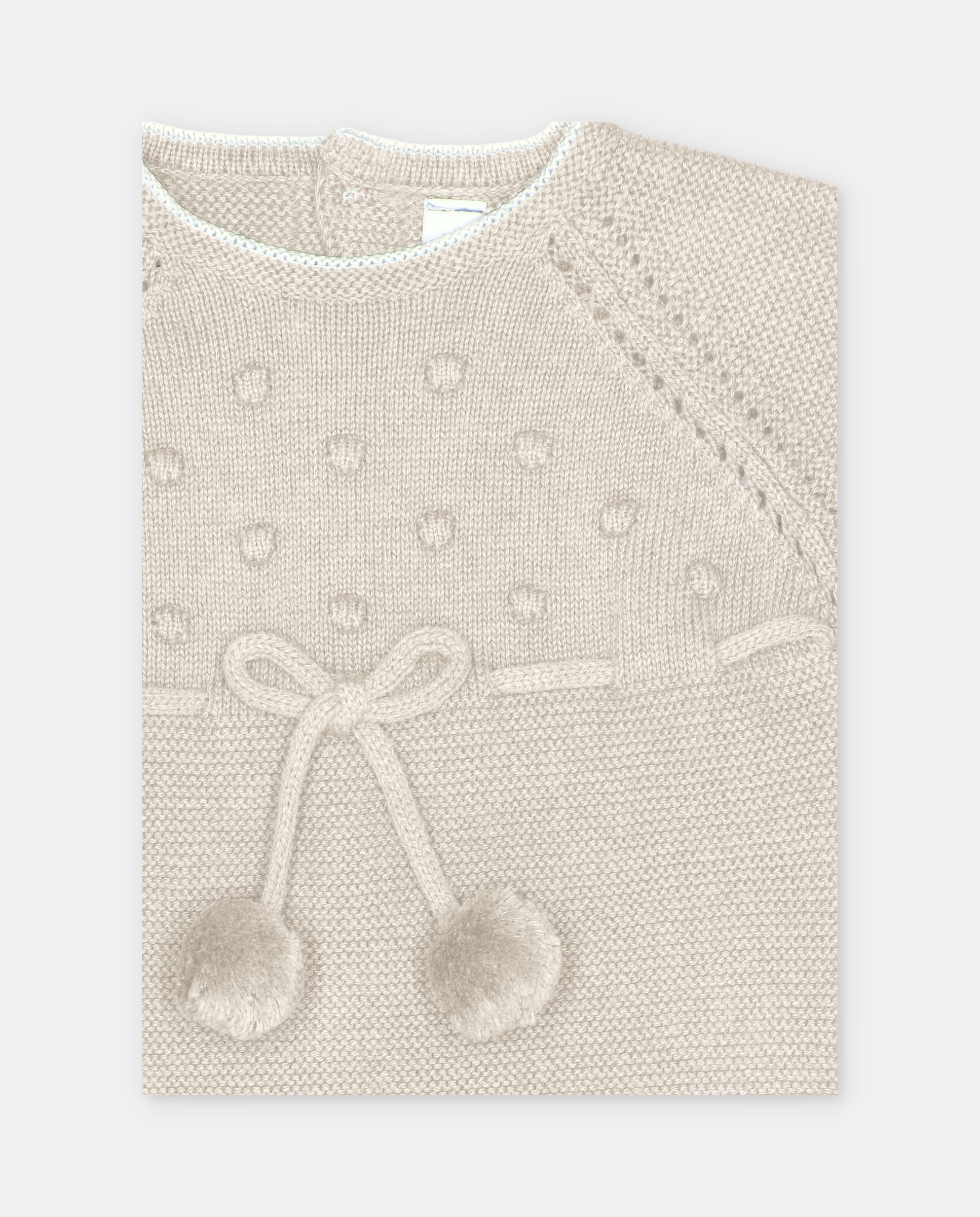 Babygrow para Bebé de Malha com Bodoques Bege-3