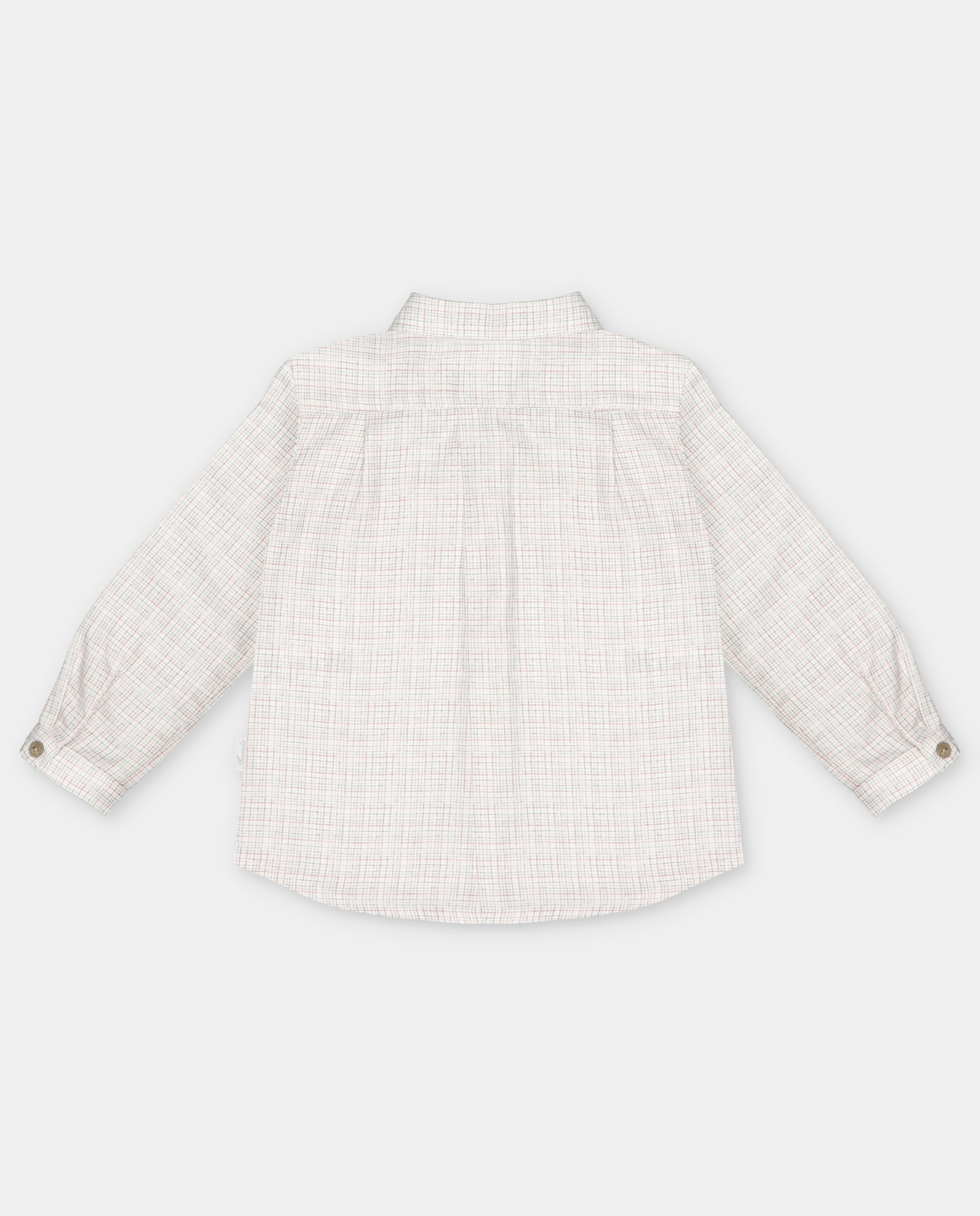 Camisa Infantil de Algodão Microestampada Aos Quadrados Verde-2