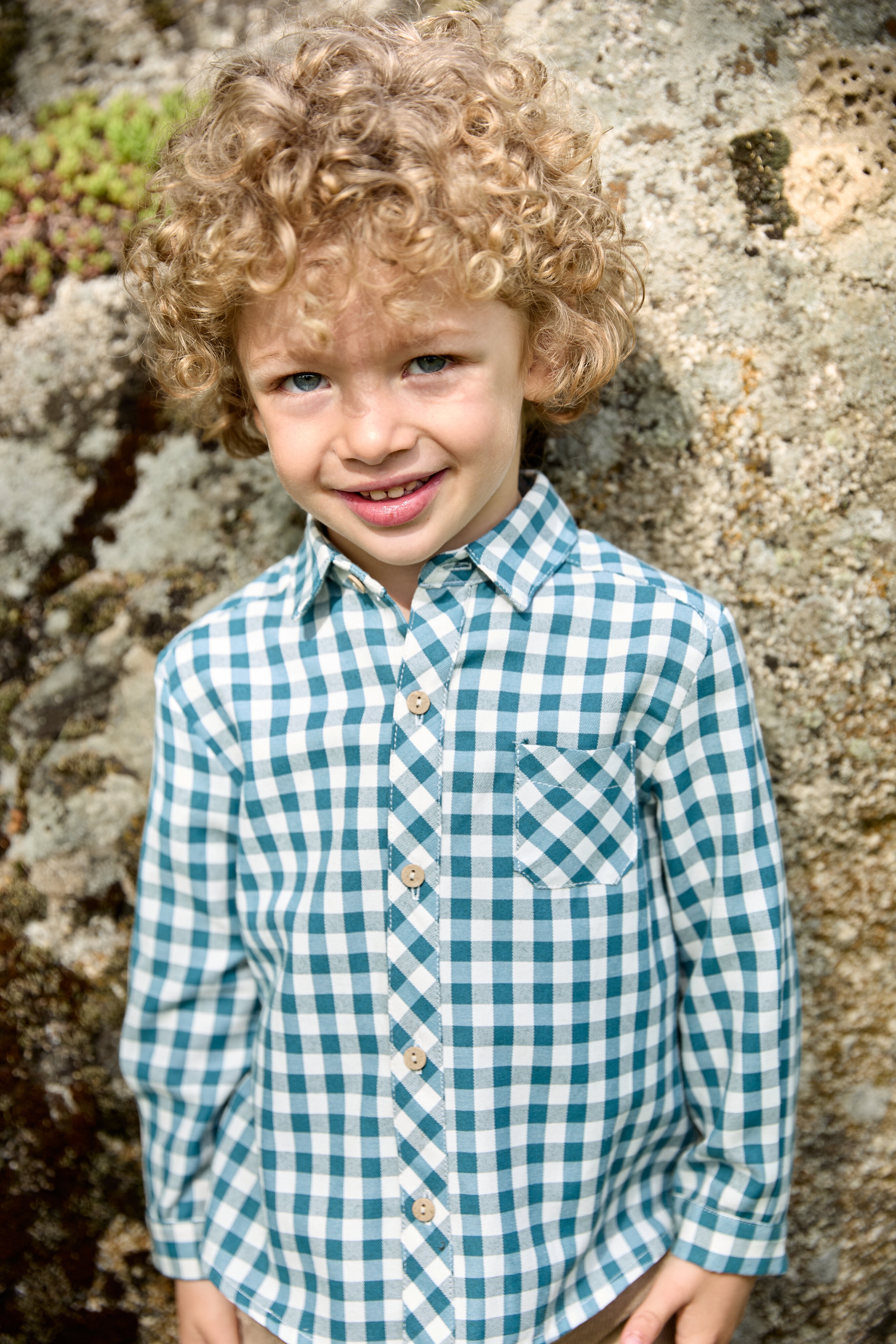 Camisa Infantil Estampada Aos Quadrados com Bolso Verde-4