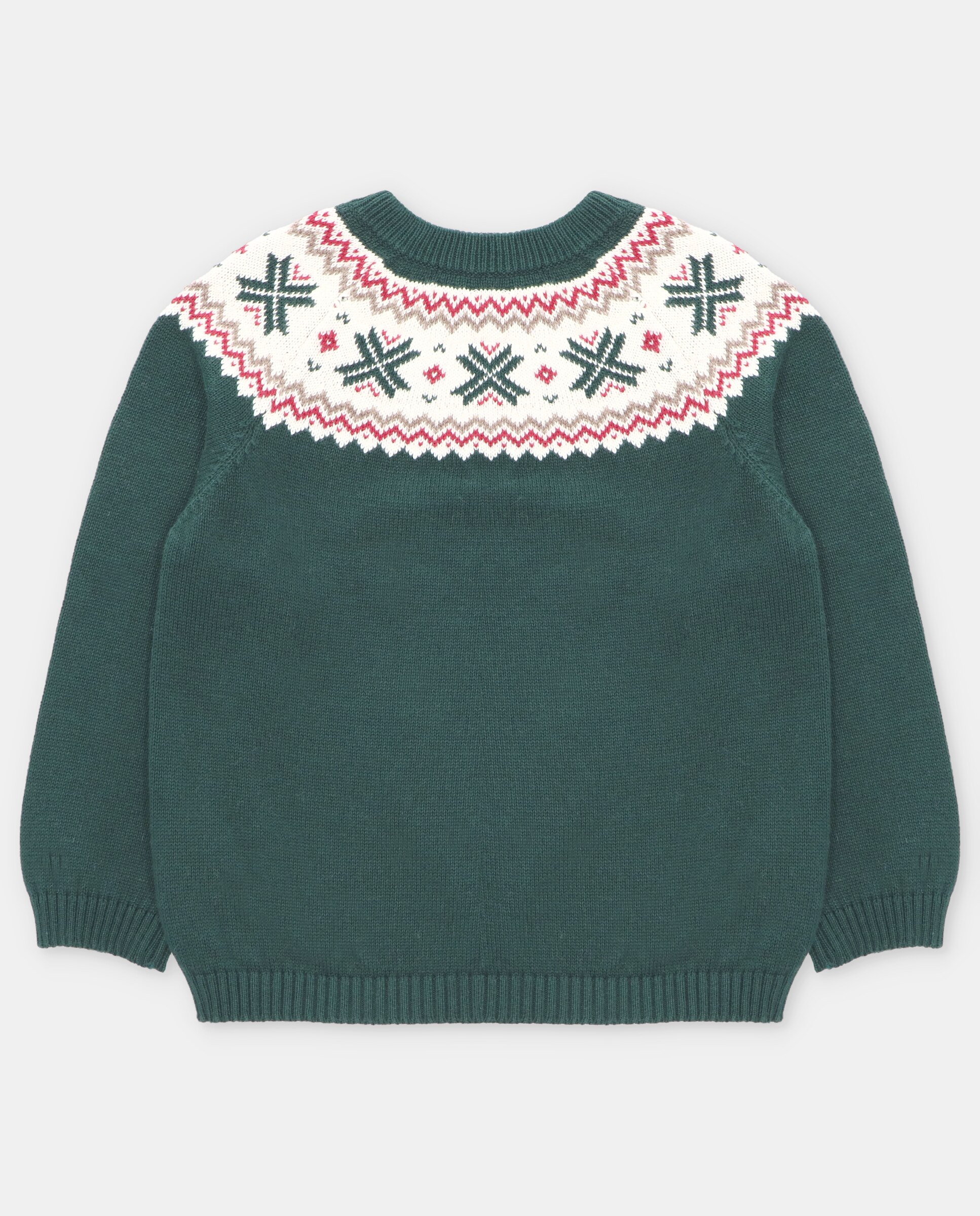 Camisola Infantil com Rebordo Decorativo em Contraste Verde-escuro-2