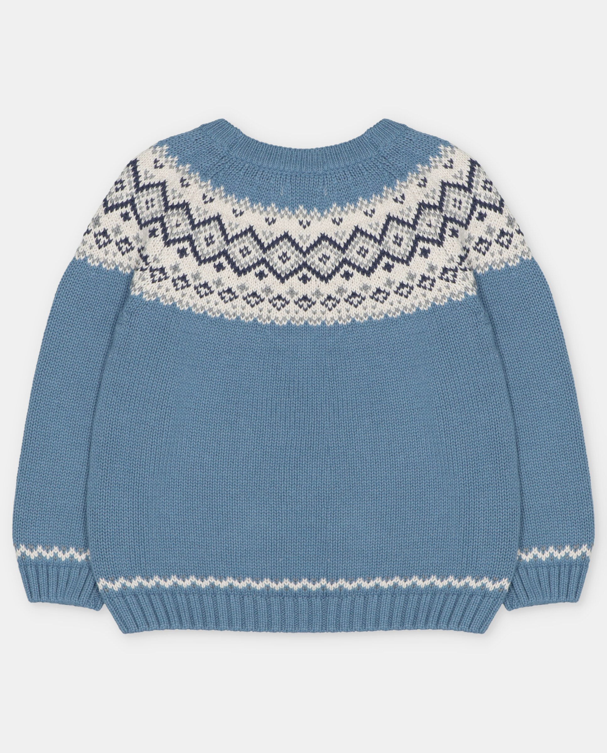 Camisola Infantil com Rebordo Decorativo em Contraste Azul-2