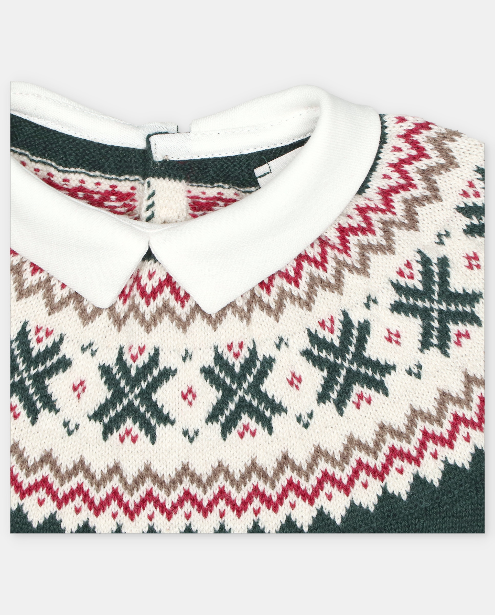 Camisola para Bebé com Falsa Camisa e Barra Decorativa em Contraste Verde-escuro-3
