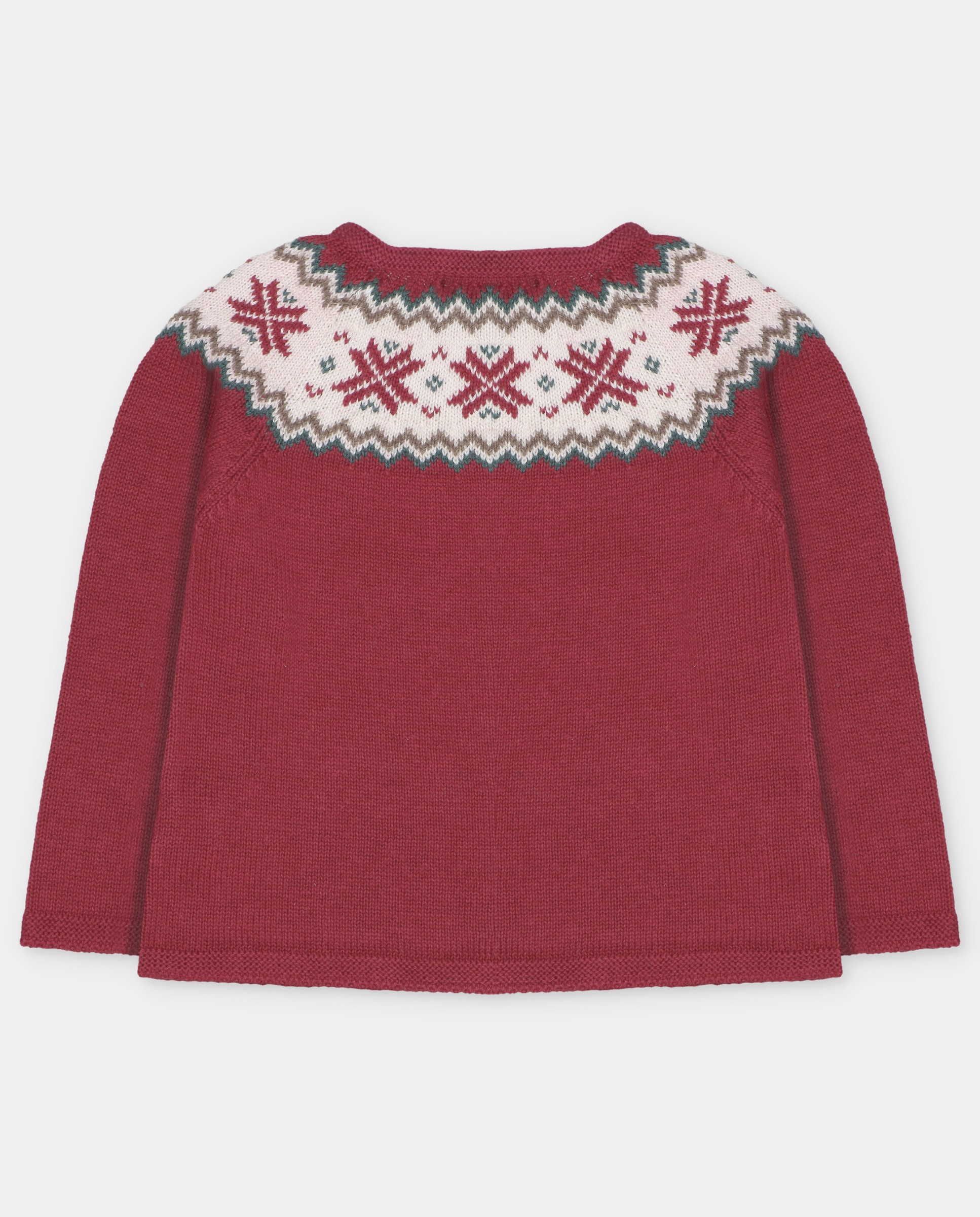 Casaco para Bebé Tricot com Barra Decorativa em Contraste Bordeaux-2