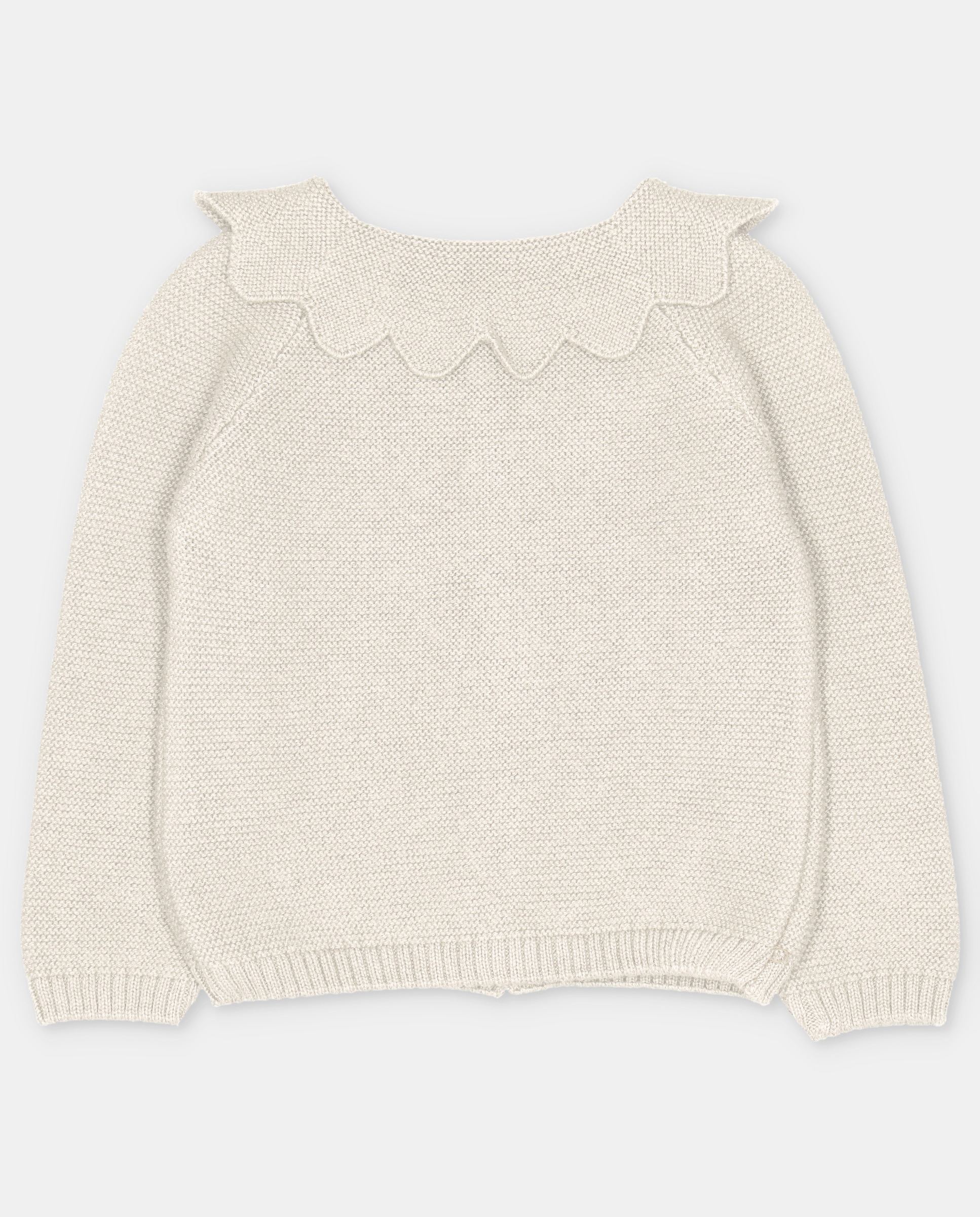 Casaco Infantil Tricot com Gola Folho Bege-2