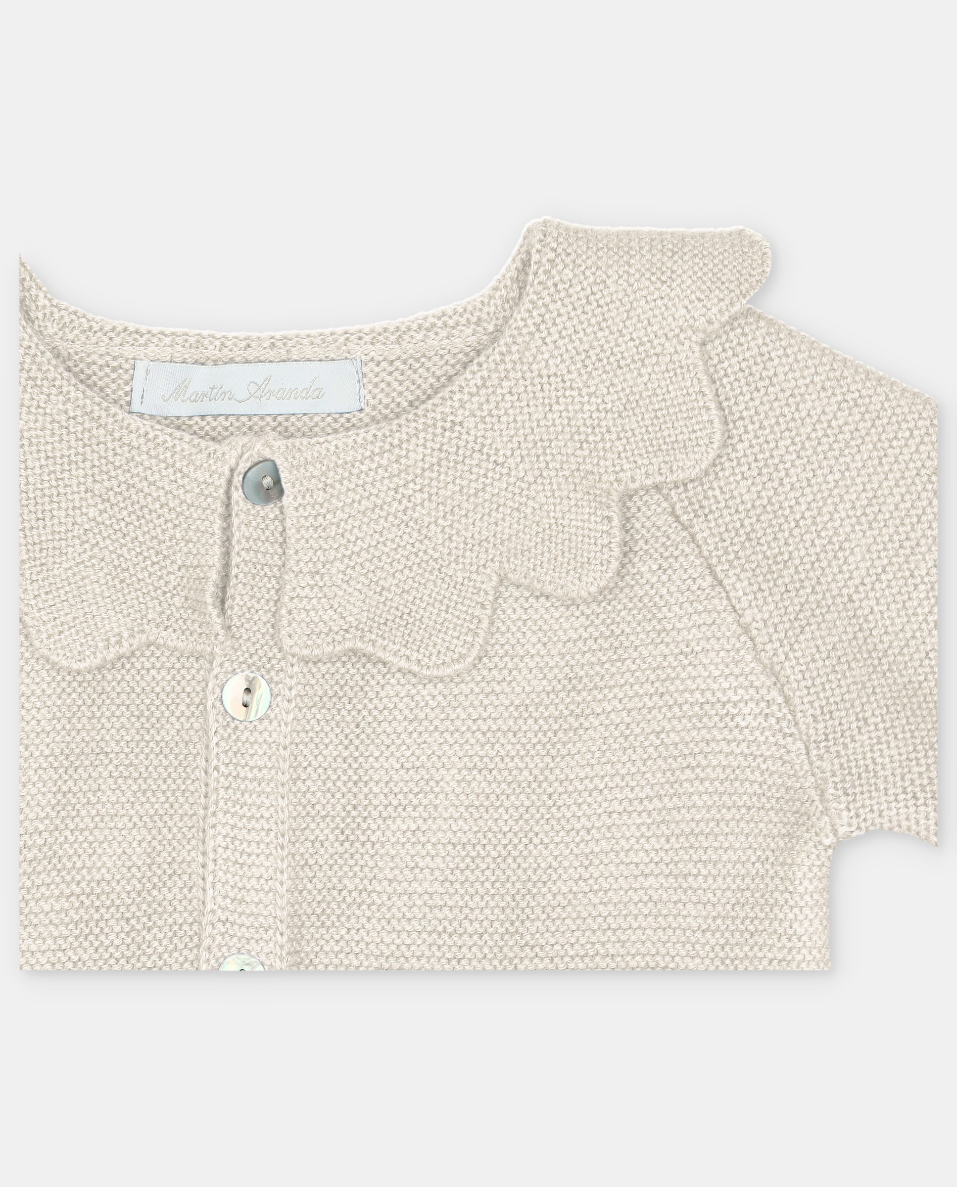 Casaco Infantil Tricot com Gola Folho Bege-3