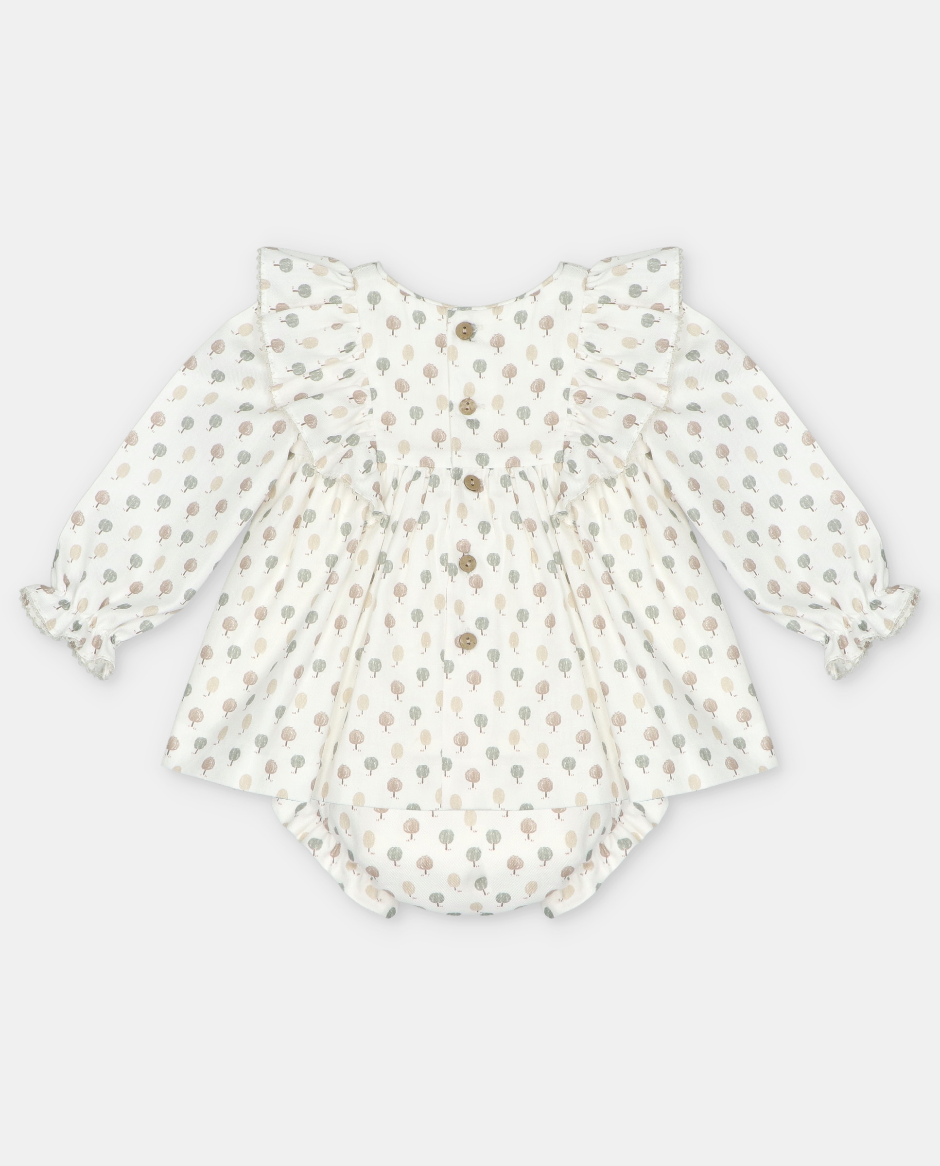 Conjunto para Bebé de Vestido e Tapa Fraldas com Estampado de Fantasia Areia-2