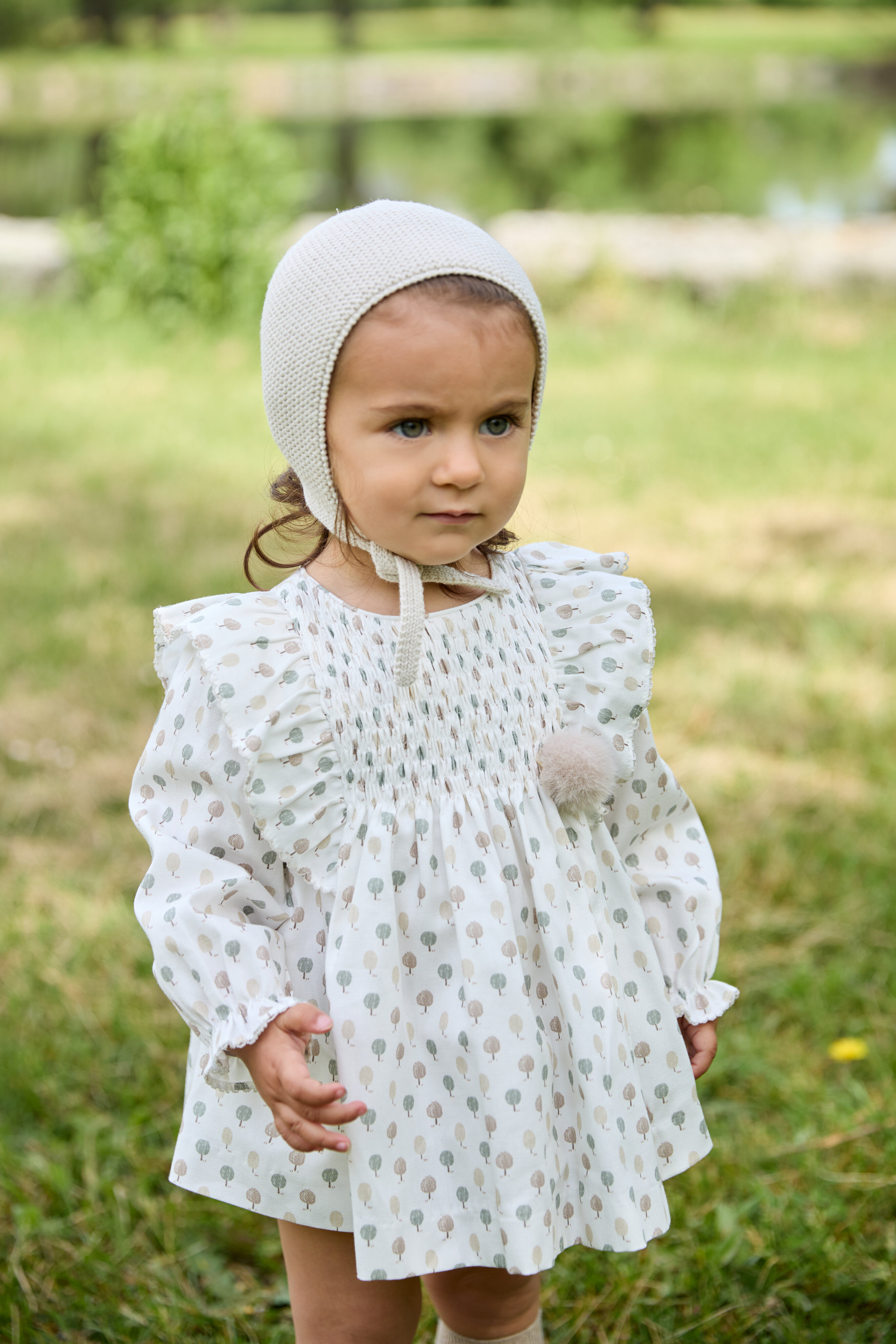 Conjunto para Bebé de Vestido e Tapa Fraldas com Estampado de Fantasia Areia-5