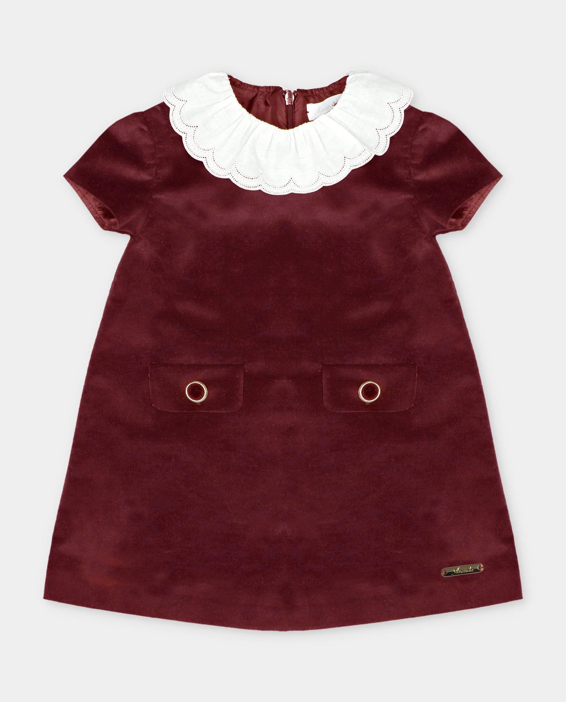 Imagem 0 de Vestido Infantil de Manga Curta de Tecido com Bolsos Decorativos
