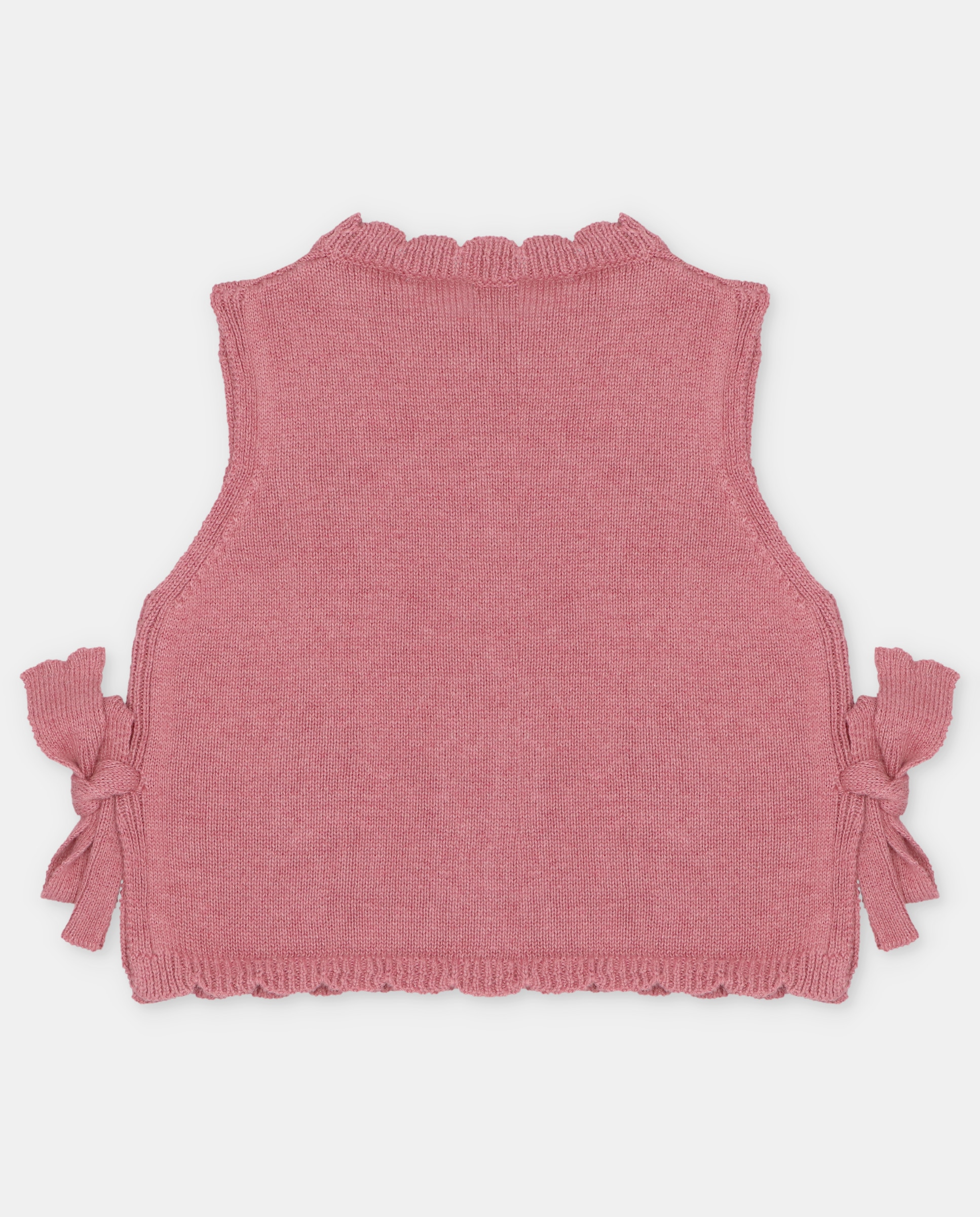 Colete Infantil de Malha Combinado com Tranças e Detalhe de Laços Laterais Rosa-pastel-2