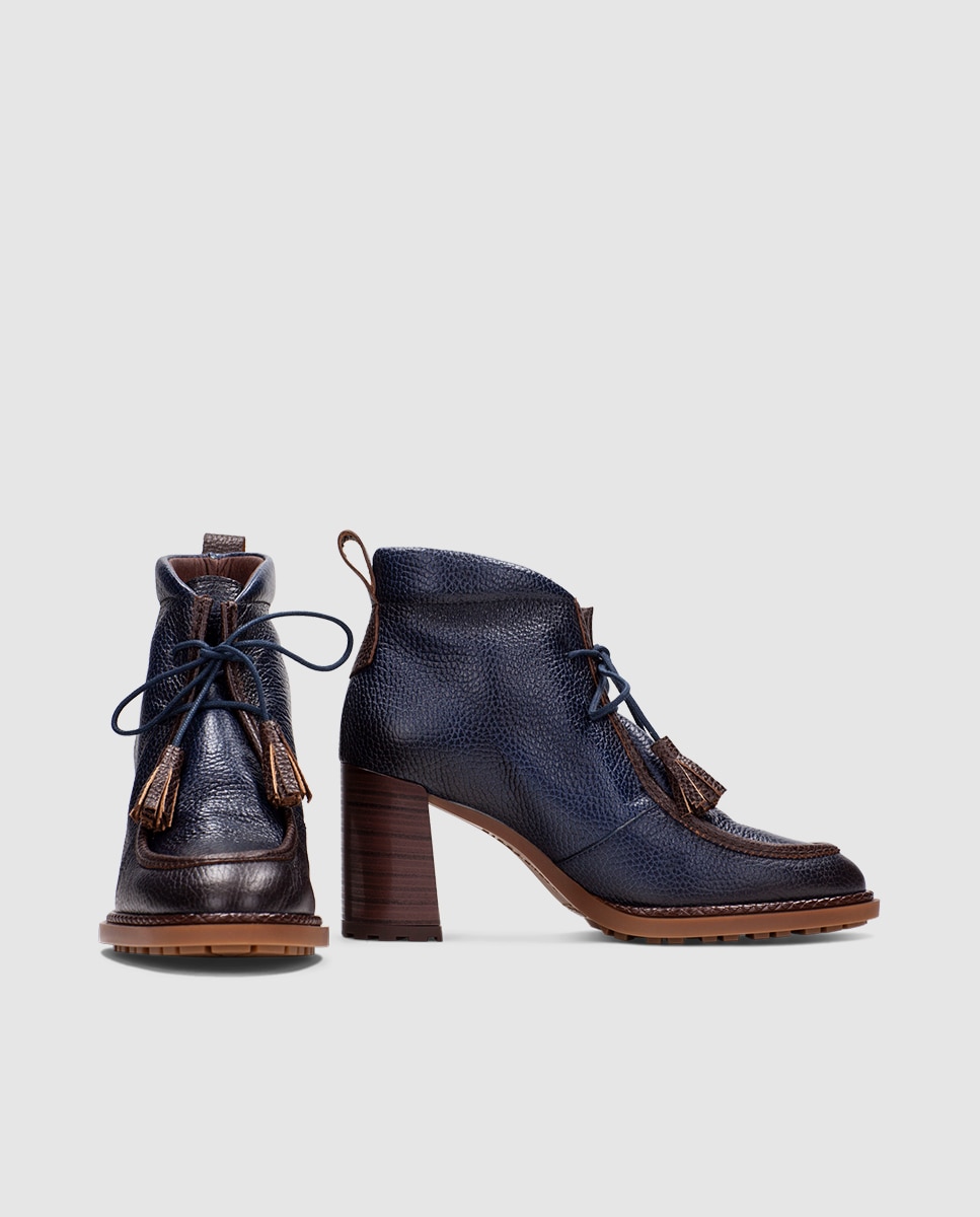 Botins de Salto Acordoados com Borlas Azul-5