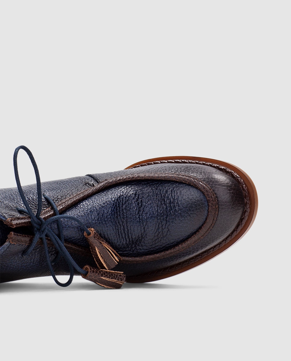 Botins de Salto Acordoados com Borlas Azul-6