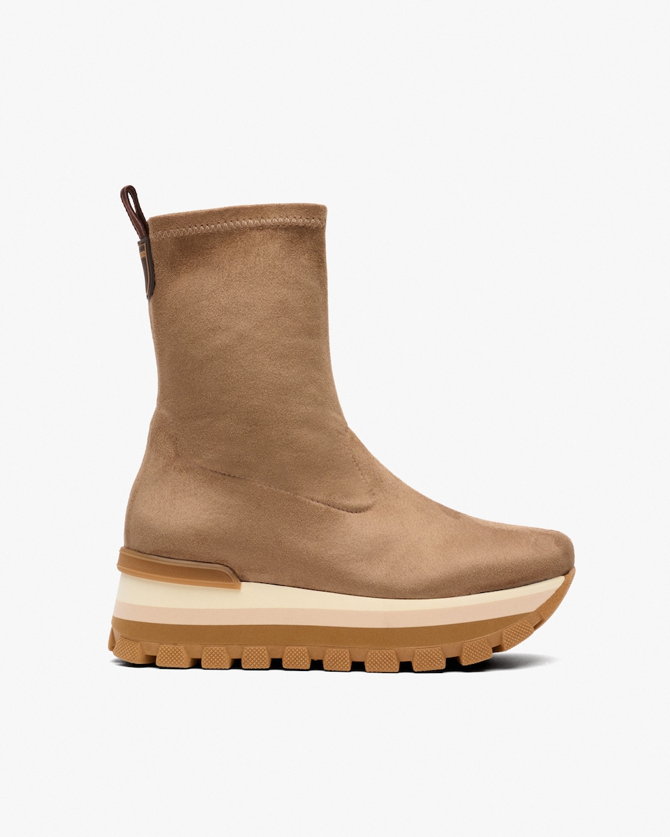 Botins Elásticos com Plataforma Taupe-1
