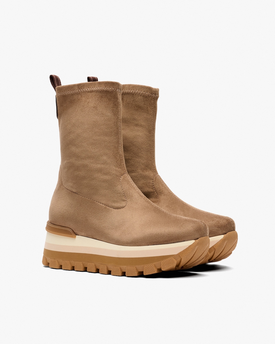 Botins Elásticos com Plataforma Taupe-2