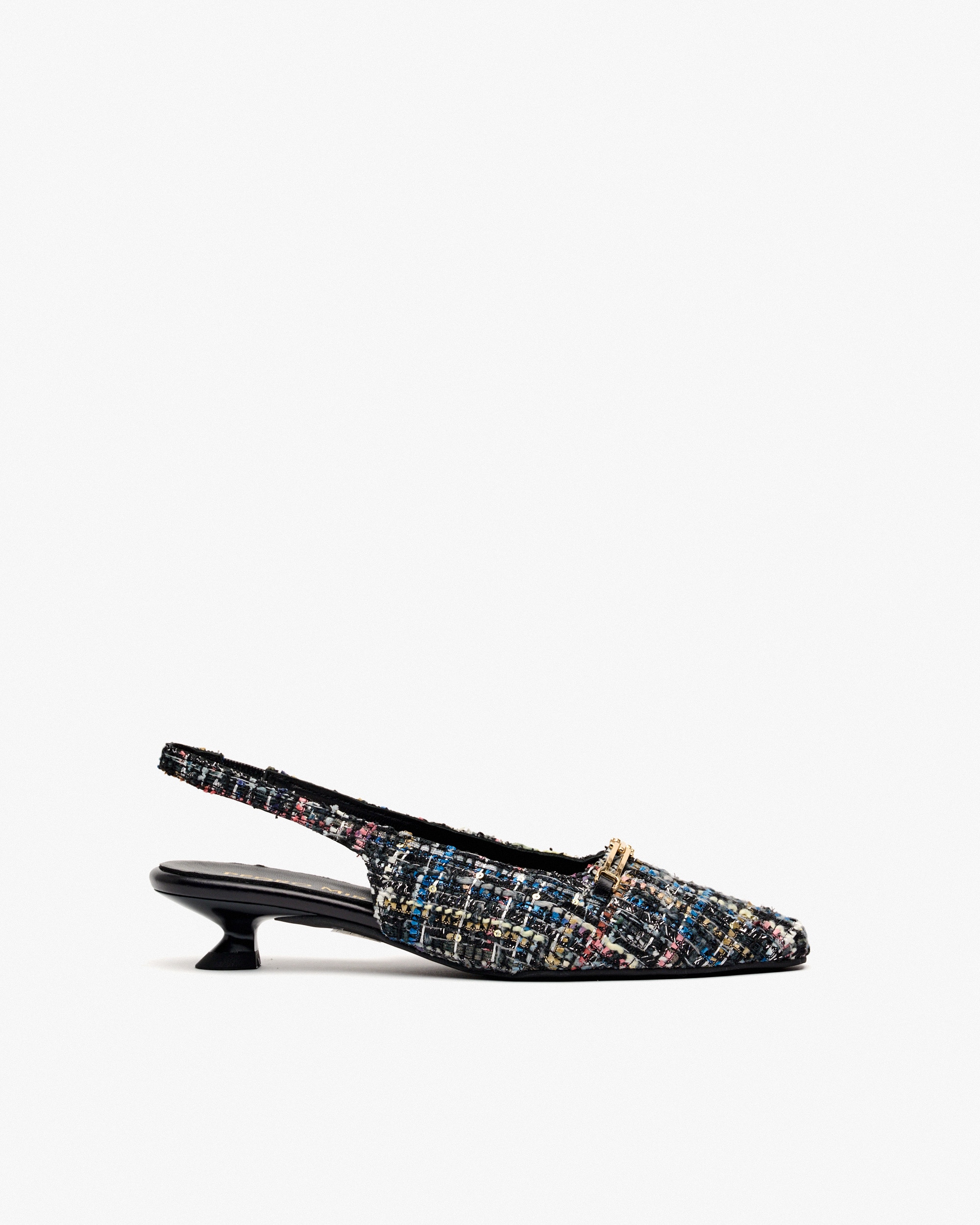 Sapatos de Salto com o Calcanhar Aberto e Adorno Multicolor-1