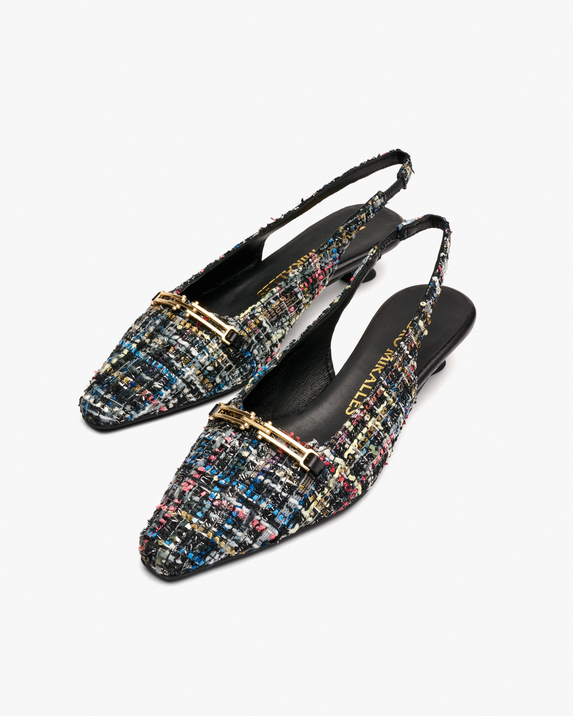 Sapatos de Salto com o Calcanhar Aberto e Adorno Multicolor-2