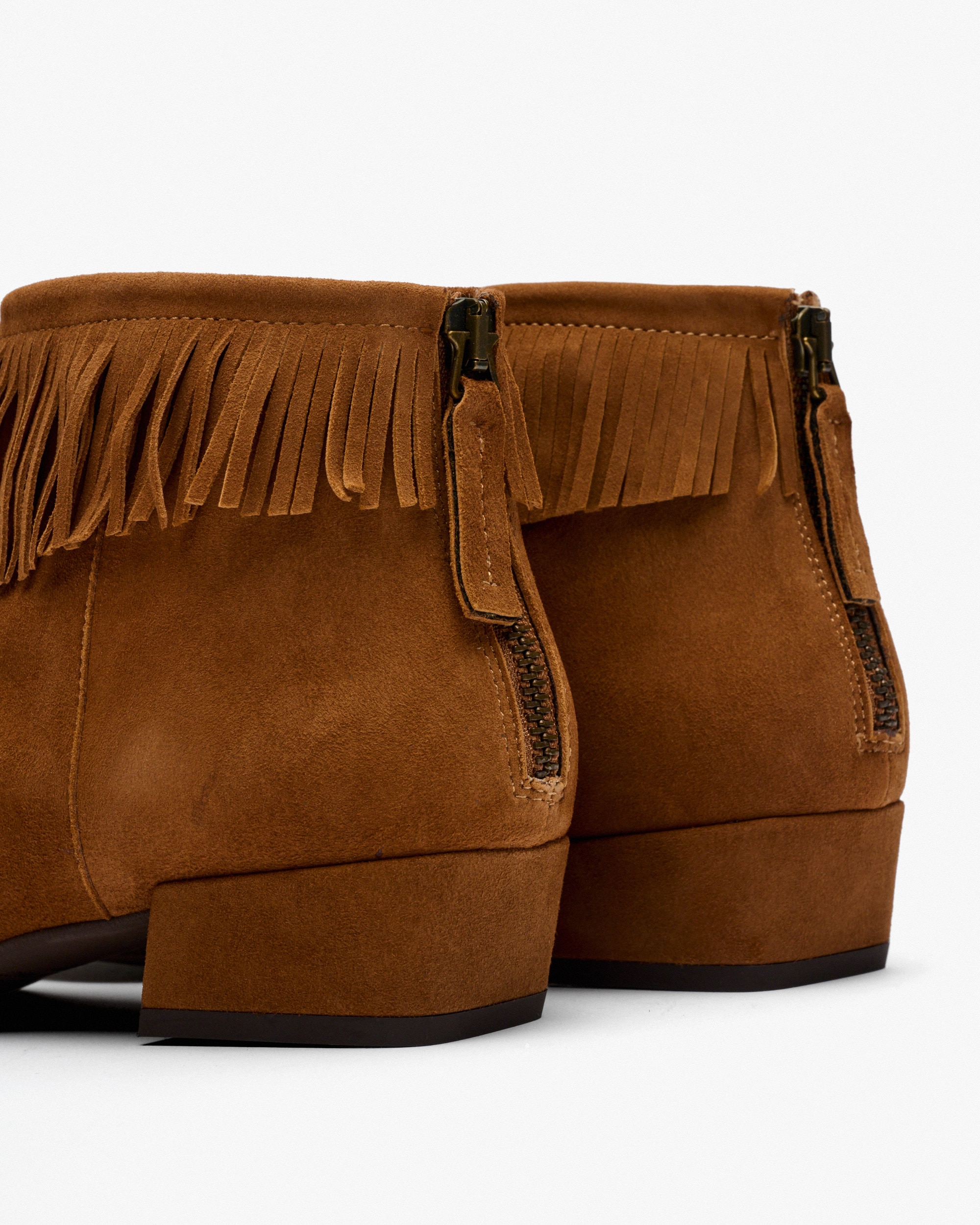 Botins com Tacão e Franjas Camel-3