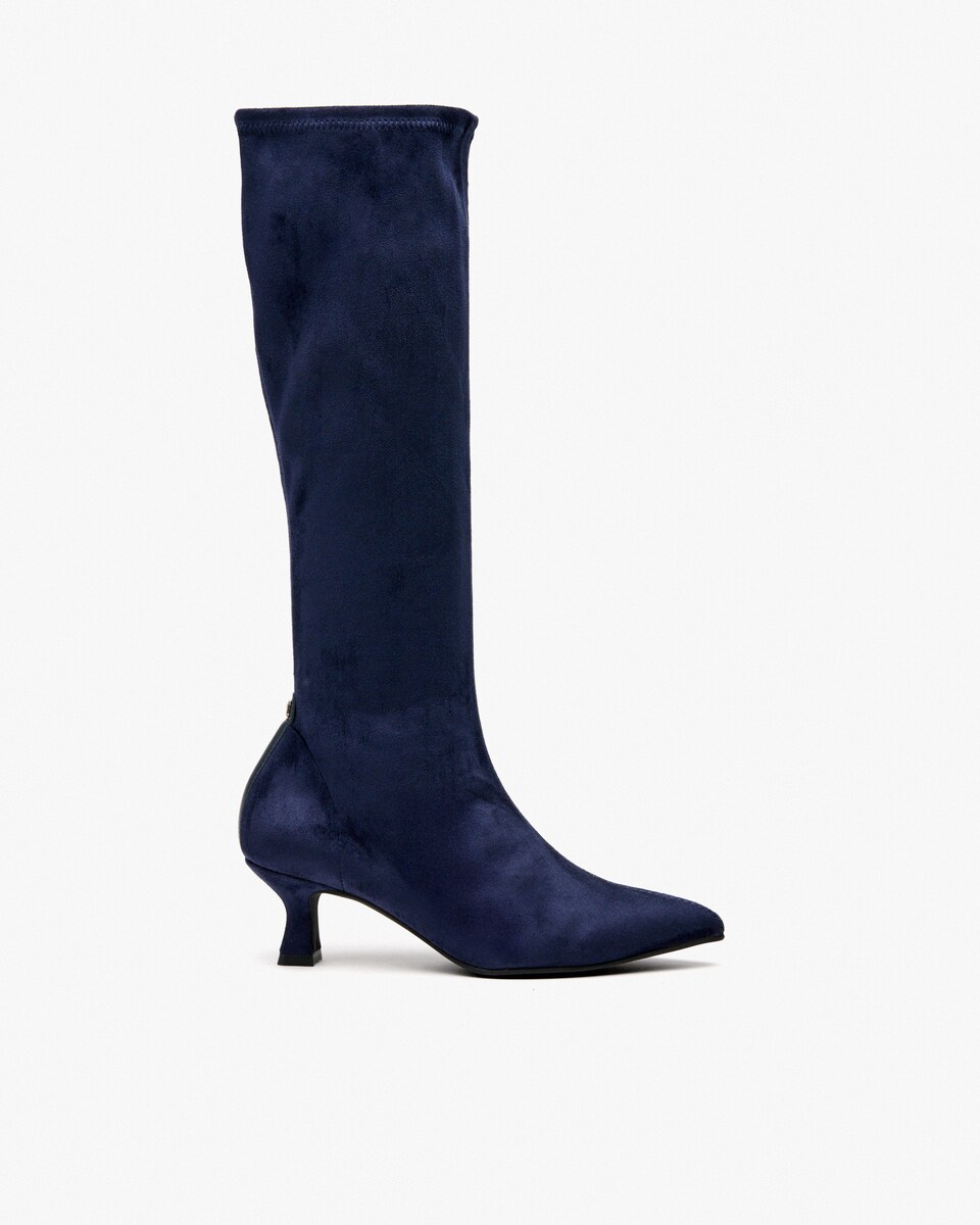 Botas Elásticas com Tacão Azul-escuro-1