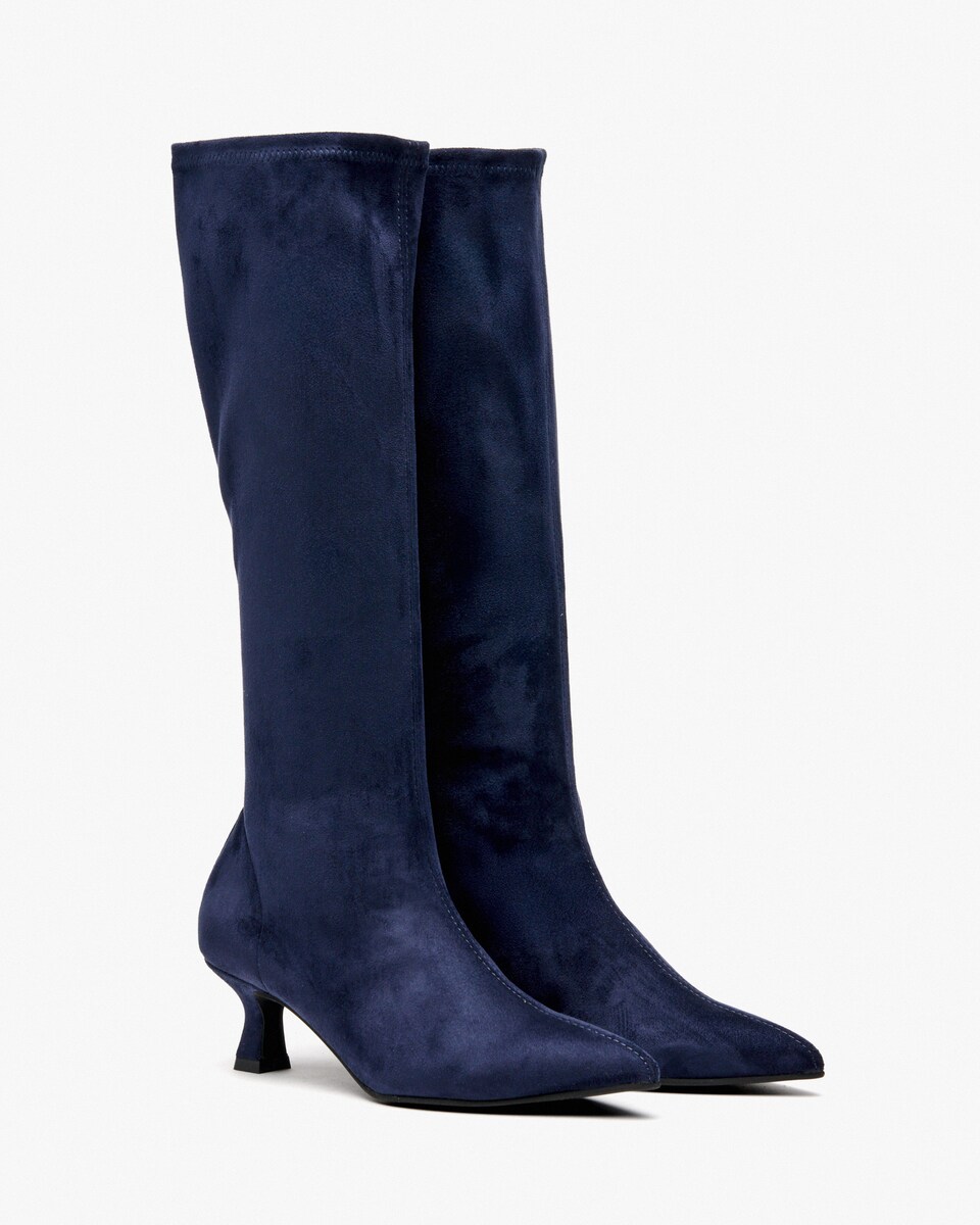 Botas Elásticas com Tacão Azul-escuro-2