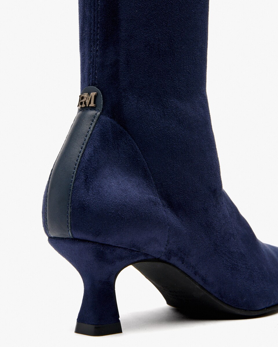 Botas Elásticas com Tacão Azul-escuro-3