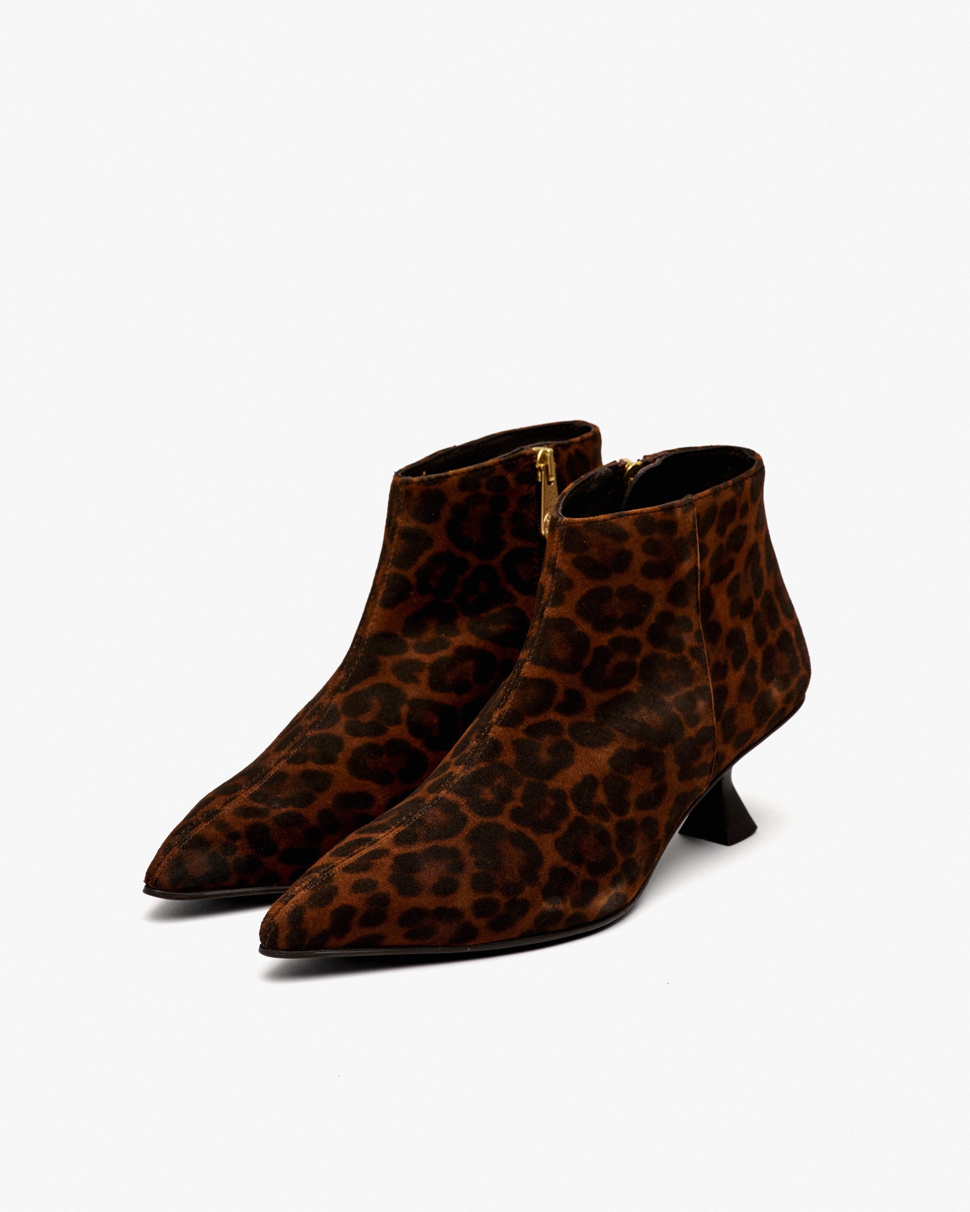 Botins com Tacão e Fecho Zip Lateral Castanho-2