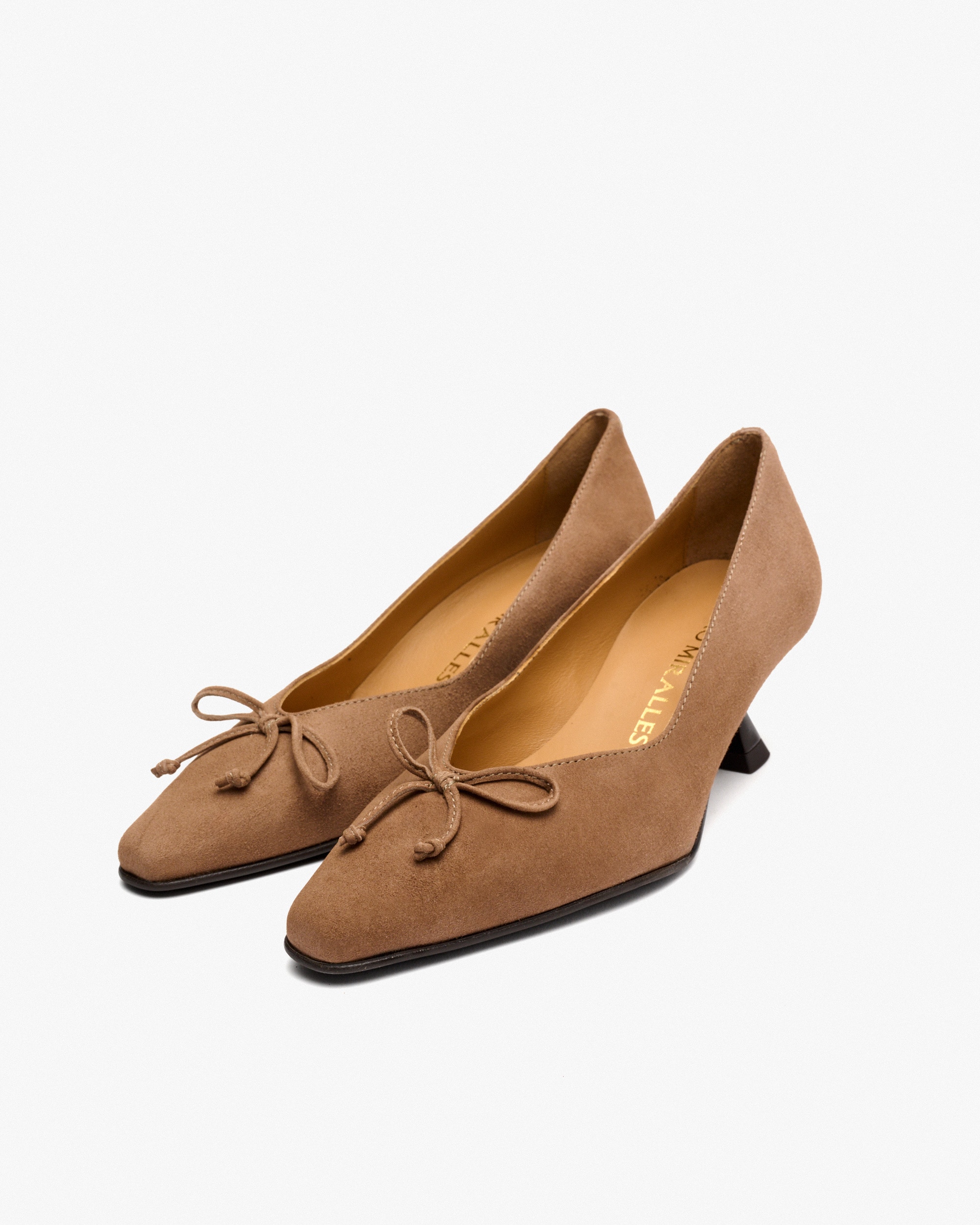 Sapatos de Salto com Laço Castanho-2