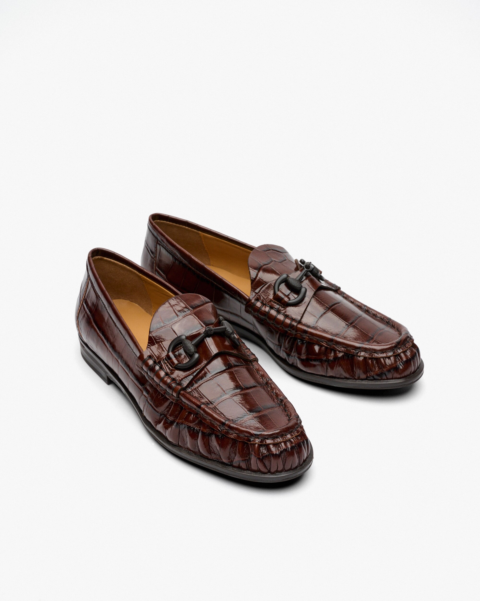 Mocassins Rasos com Adorno de Fivela Castanho-escuro-2
