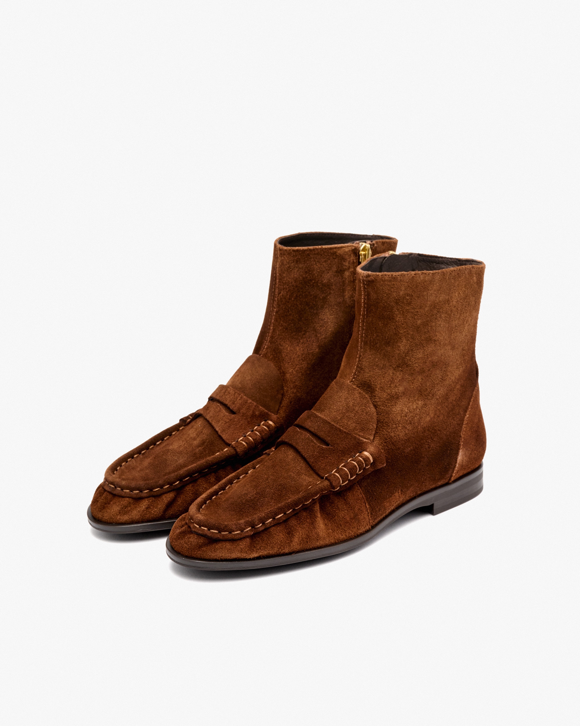 Botins com Antifaz e Biqueira Franzida Castanho-2