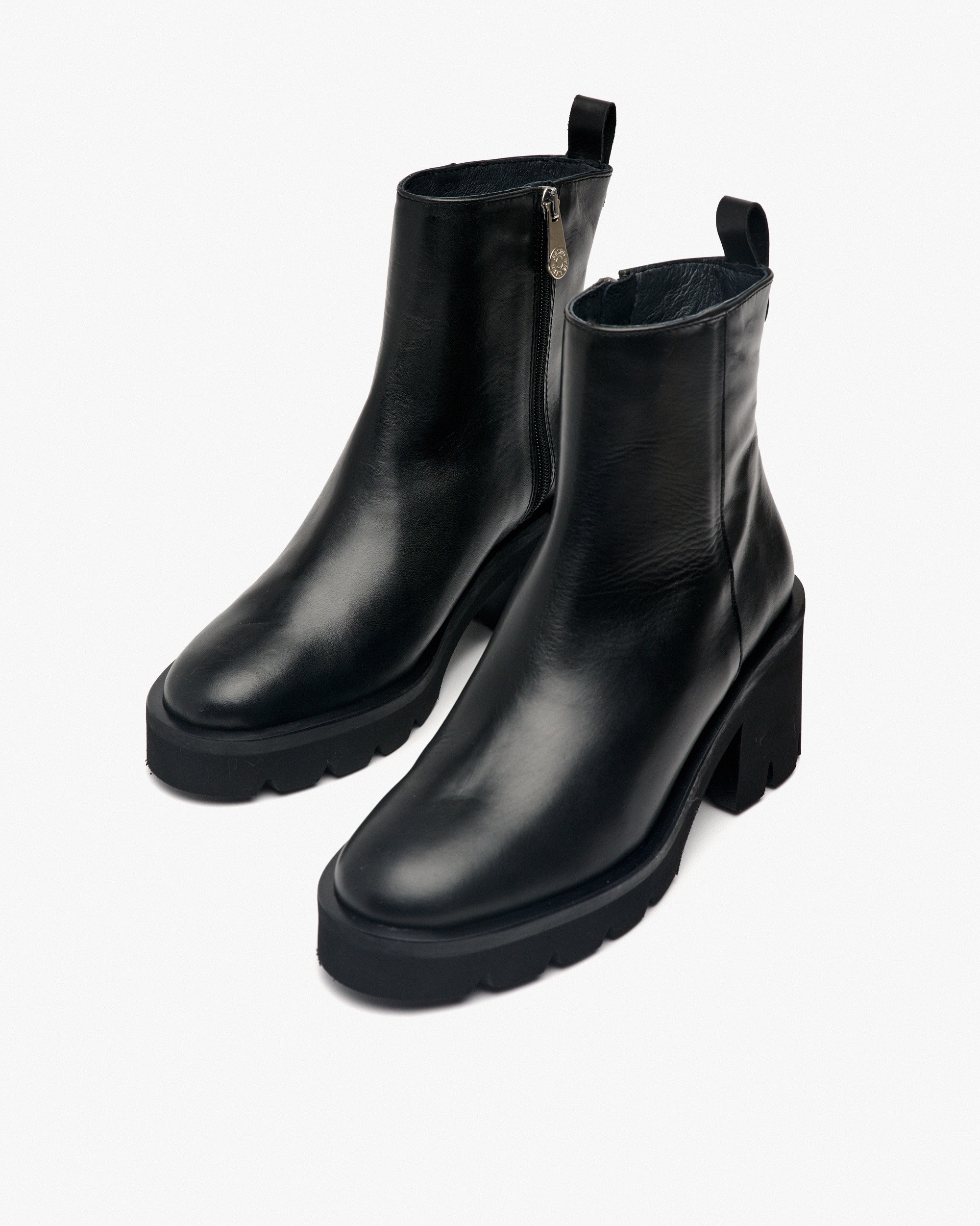 Botins com Sola Track e Fecho Zip Lateral e Plataforma Preto-2