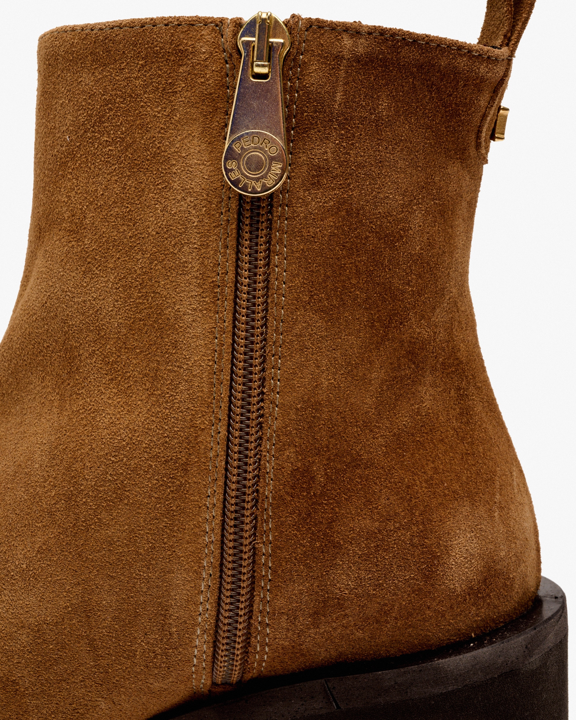 Botins com Sola Track e Fecho Zip Lateral e Plataforma Castanho-3