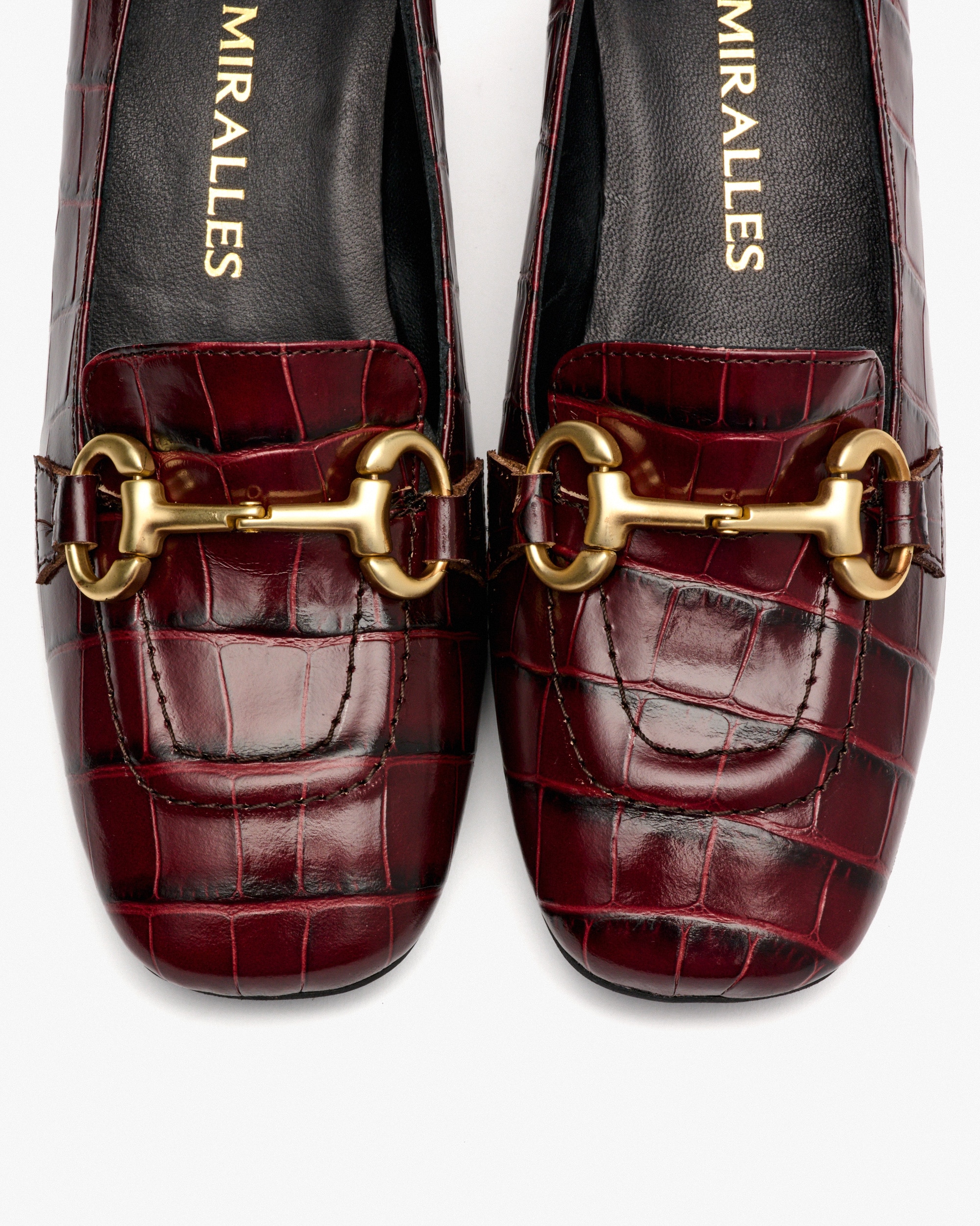 Sapatos de Salto com Adorno e Pele Gravada Bordeaux-3