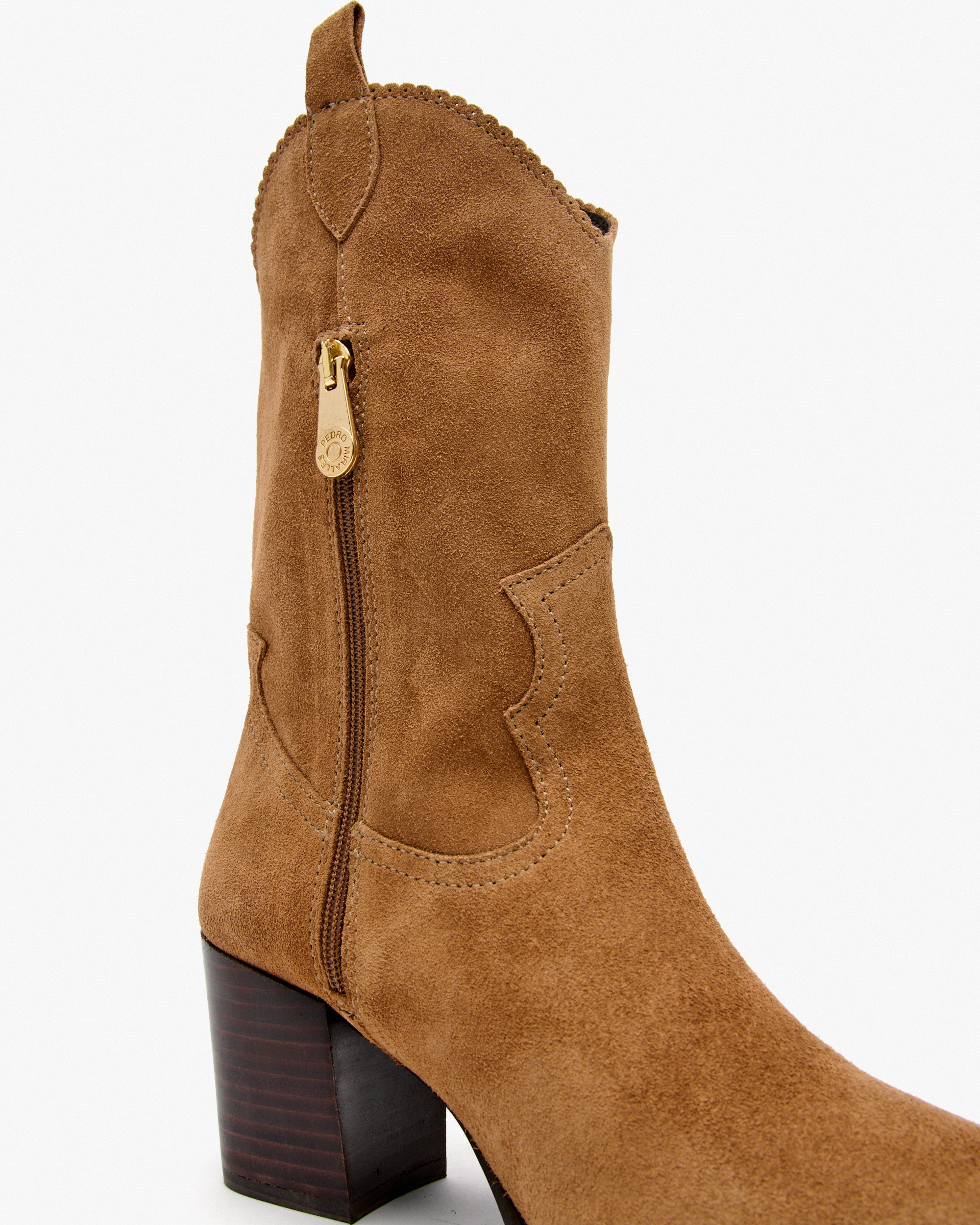 Botins Estilo Cowboy com Borda Festoneada Castanho-escuro-3