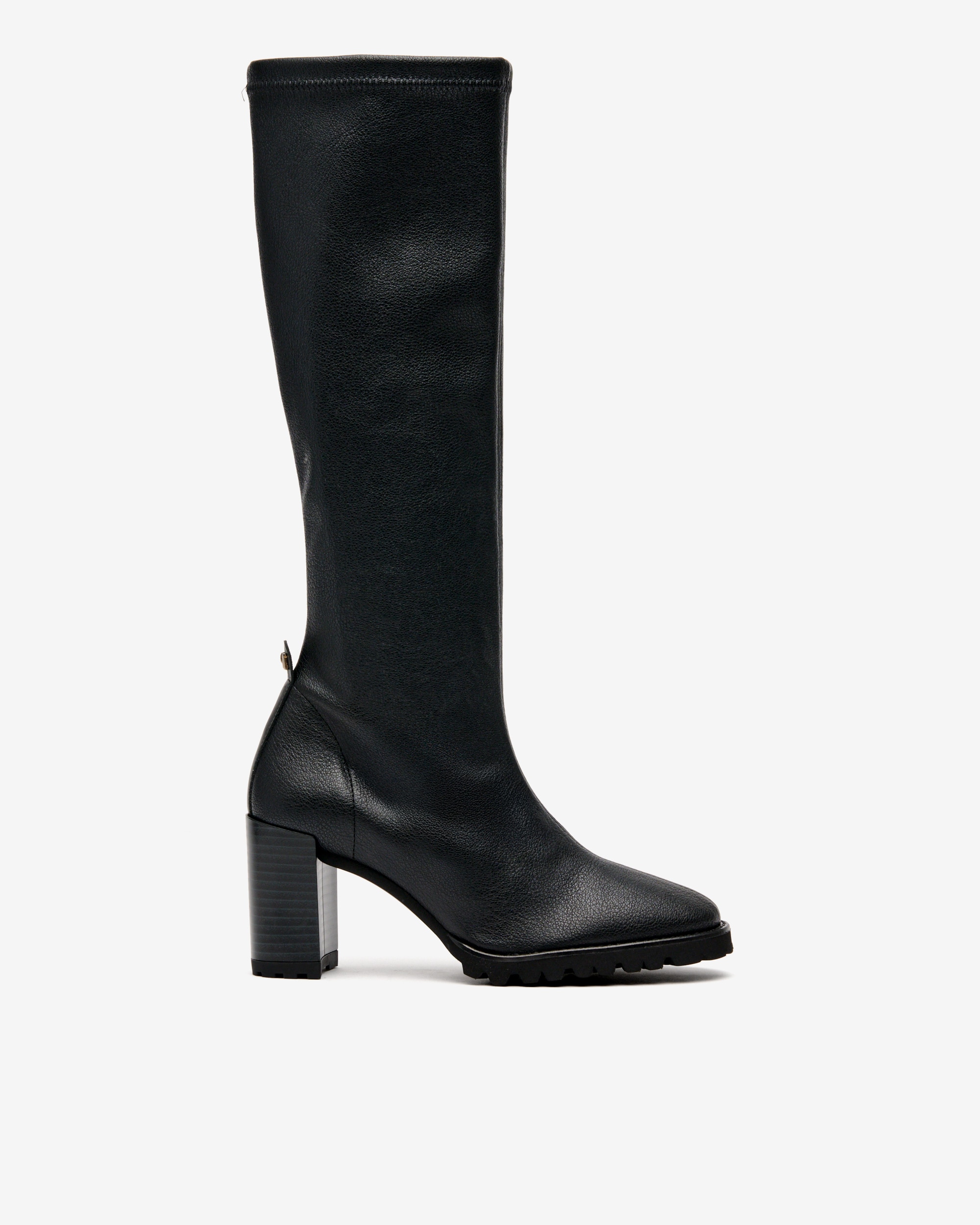 Botas Elásticas Efeito Pele com Salto Preto-1