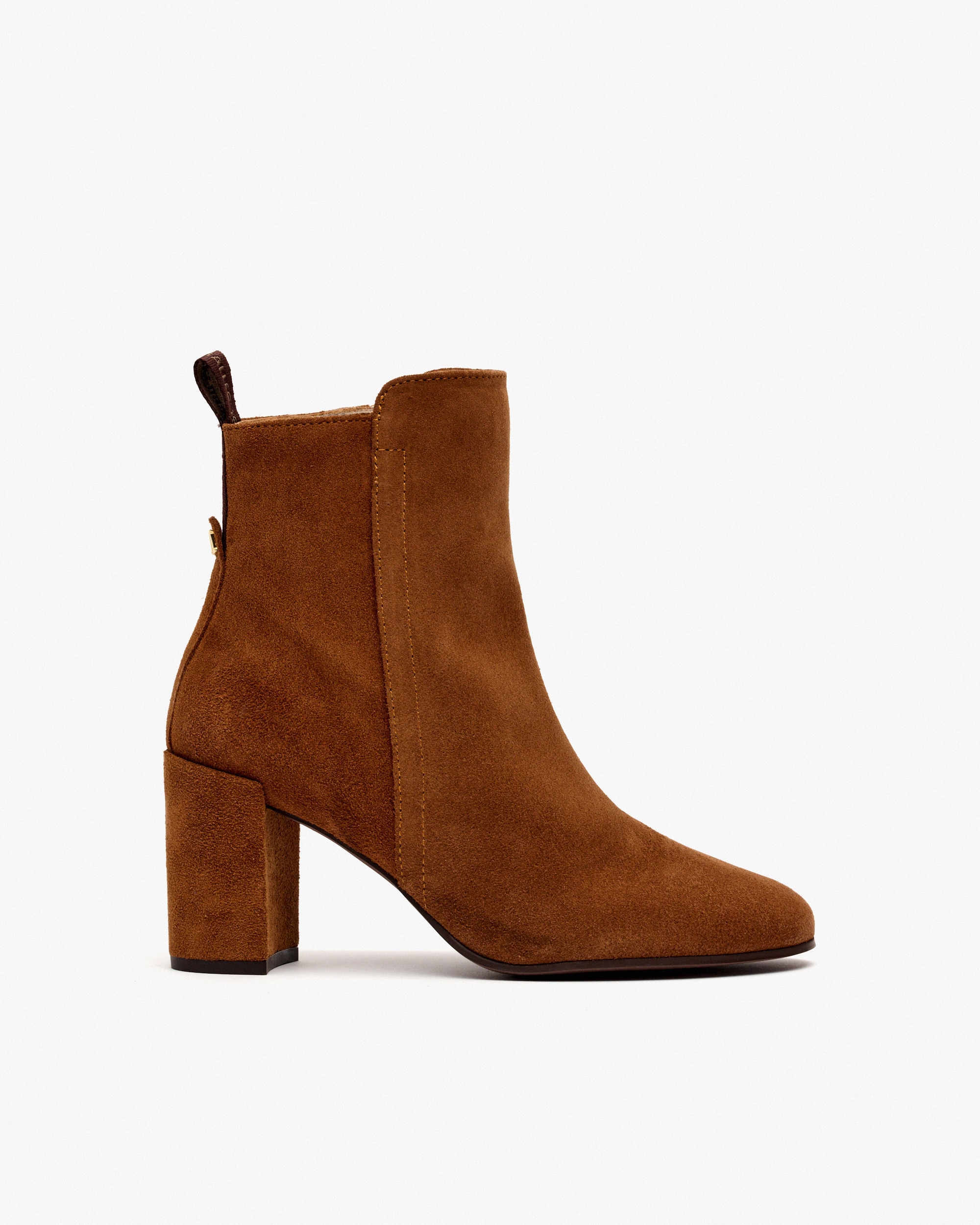 Botins de Camurça com Salto e Fecho Zip Castanho-1