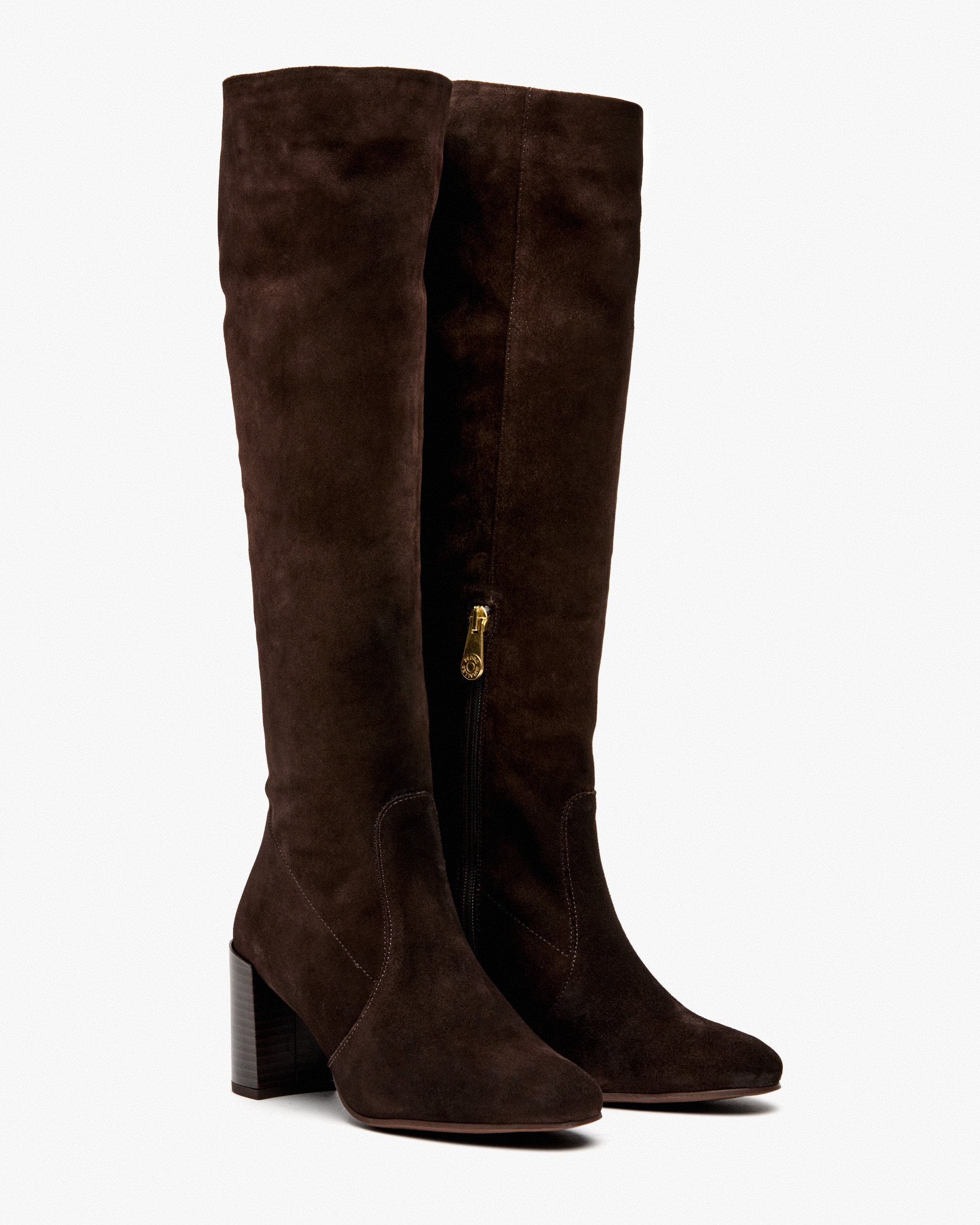 Botas de Camurça com Salto Castanho-chocolate-2