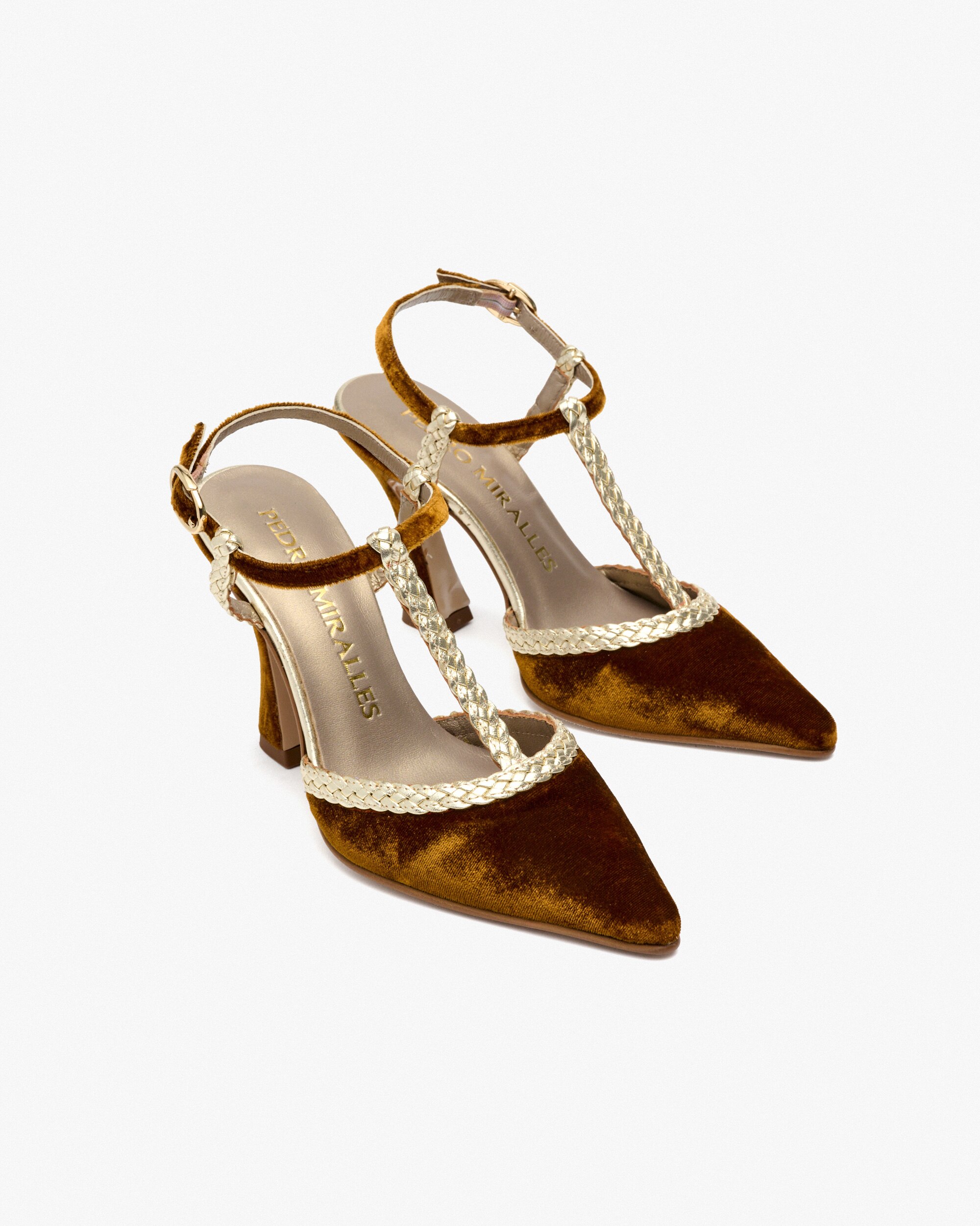 Sapatos de Salto em Veludo com Trança Branco-2