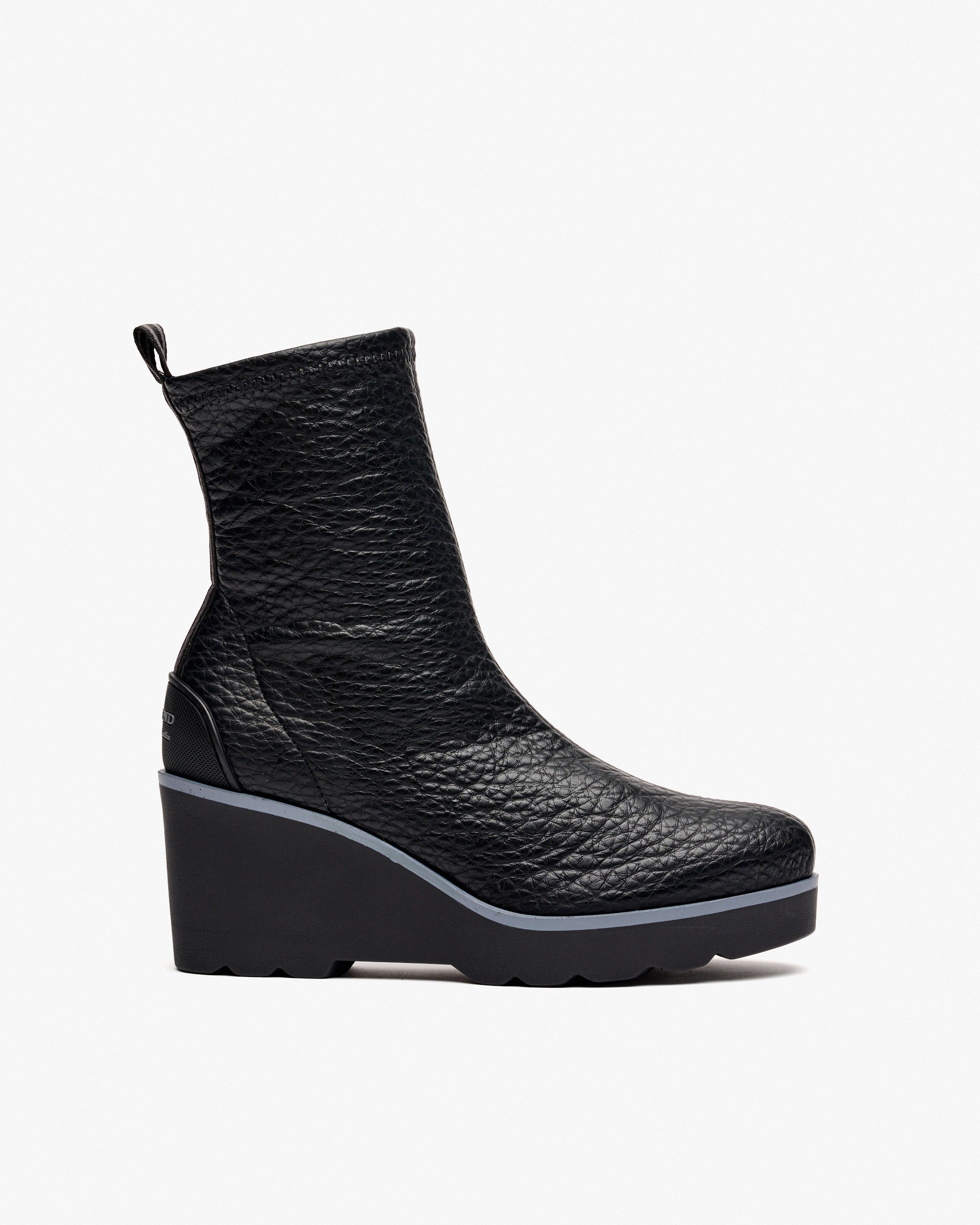 Botins de Tecido Elástico com Cunha e Plataforma Preto-1