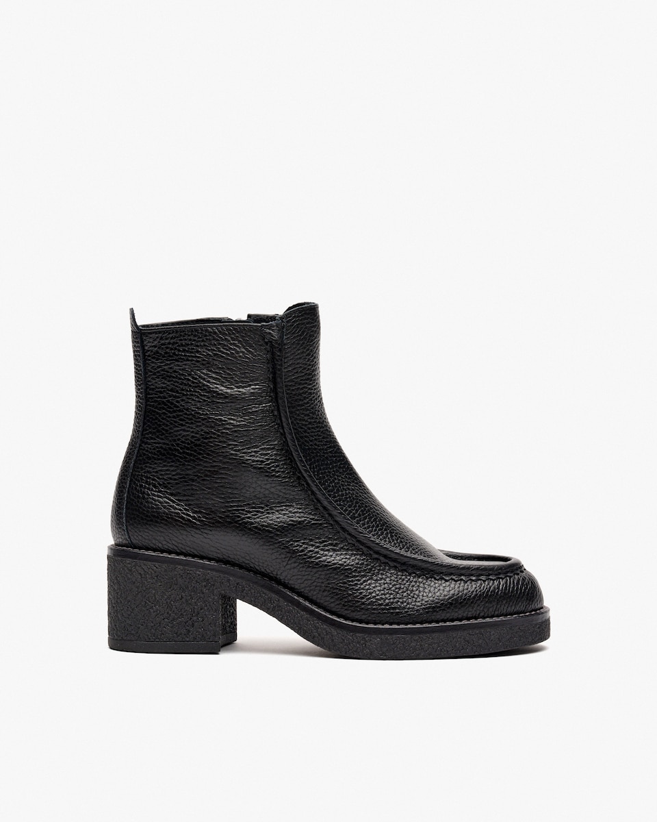Botins de Salto com Fecho Zip Preto-1