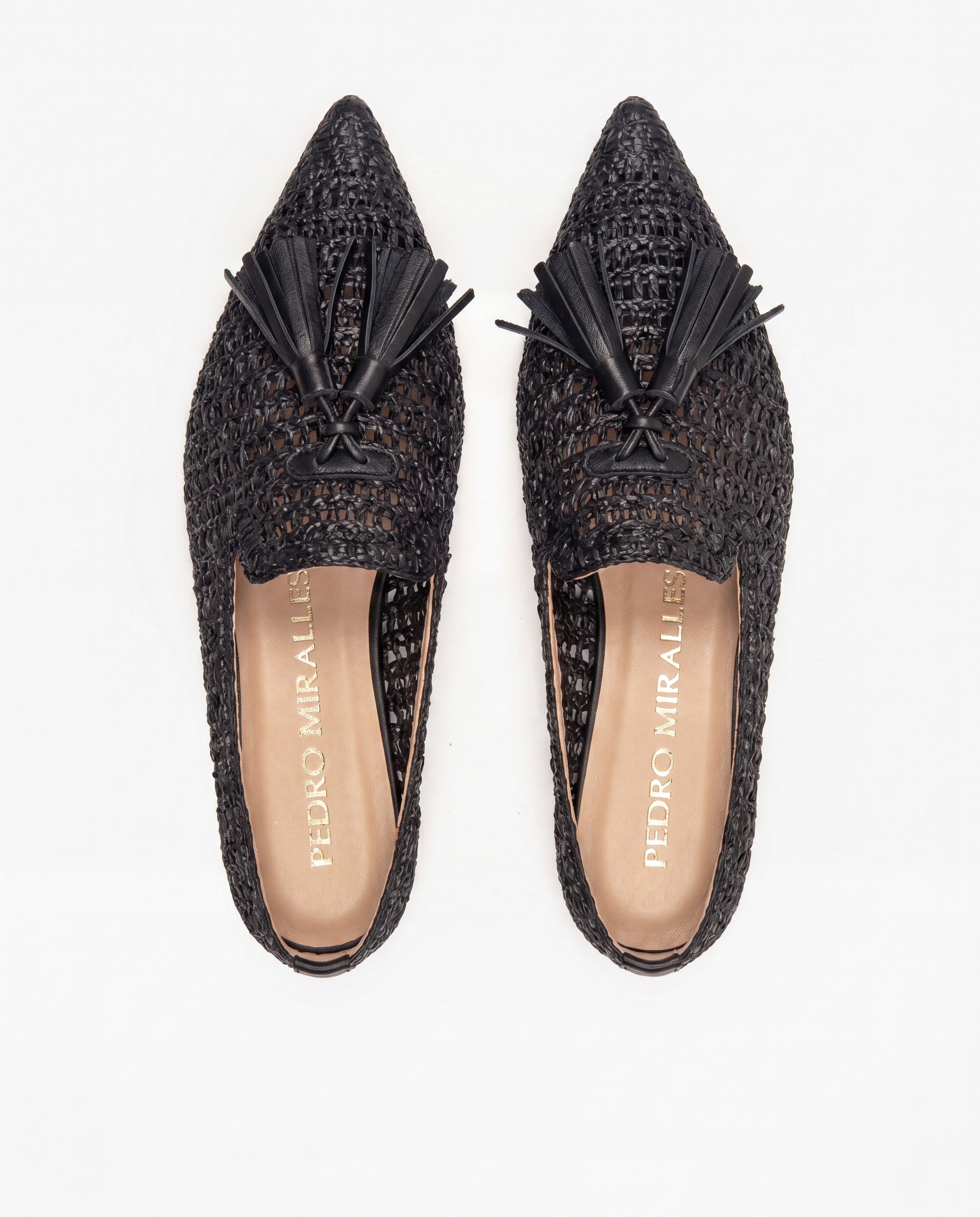 Mules Rasos de Ráfia com Pompons Preto-2