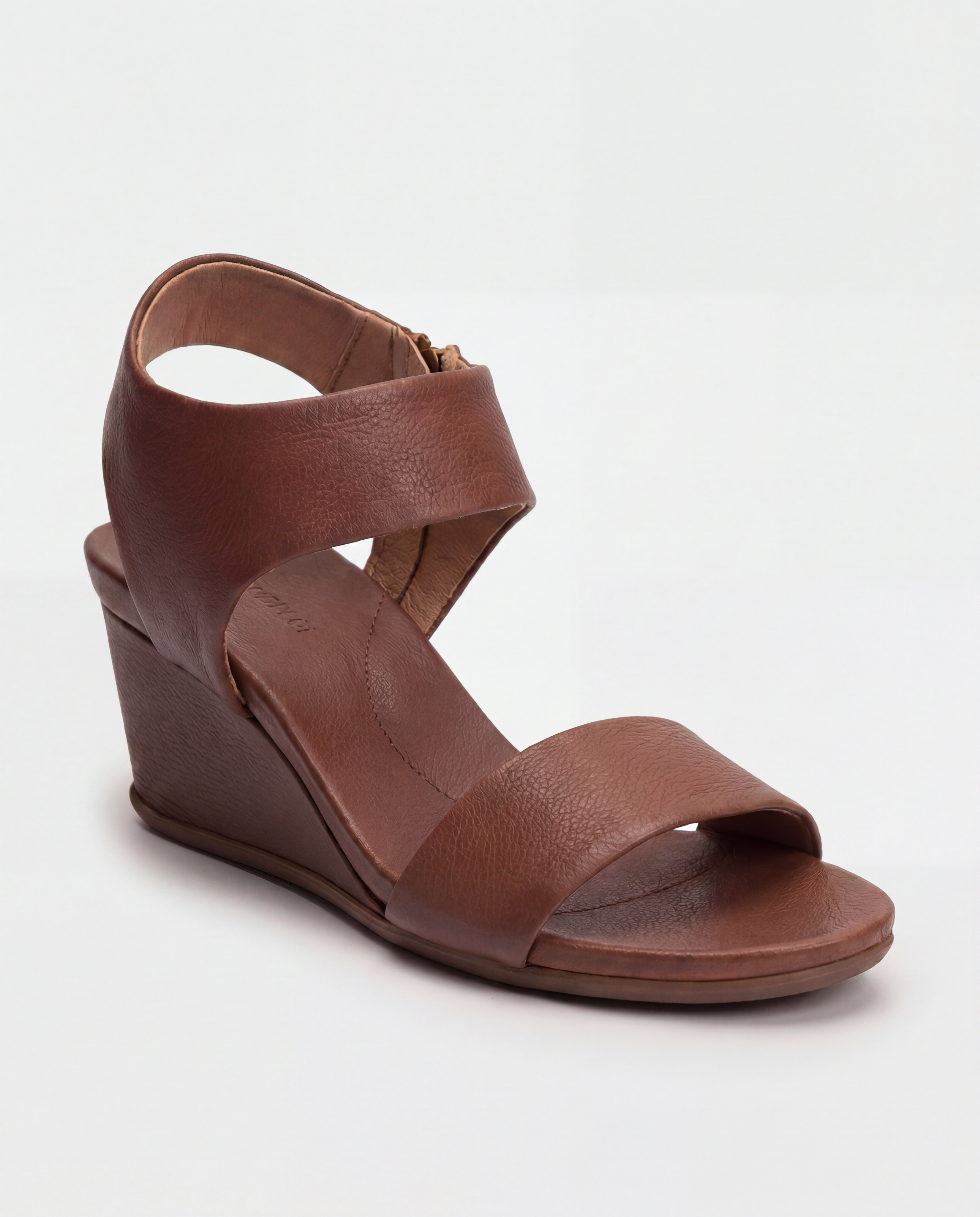 Sandálias de Cunha com Fecho Zip Lateral Castanho-2
