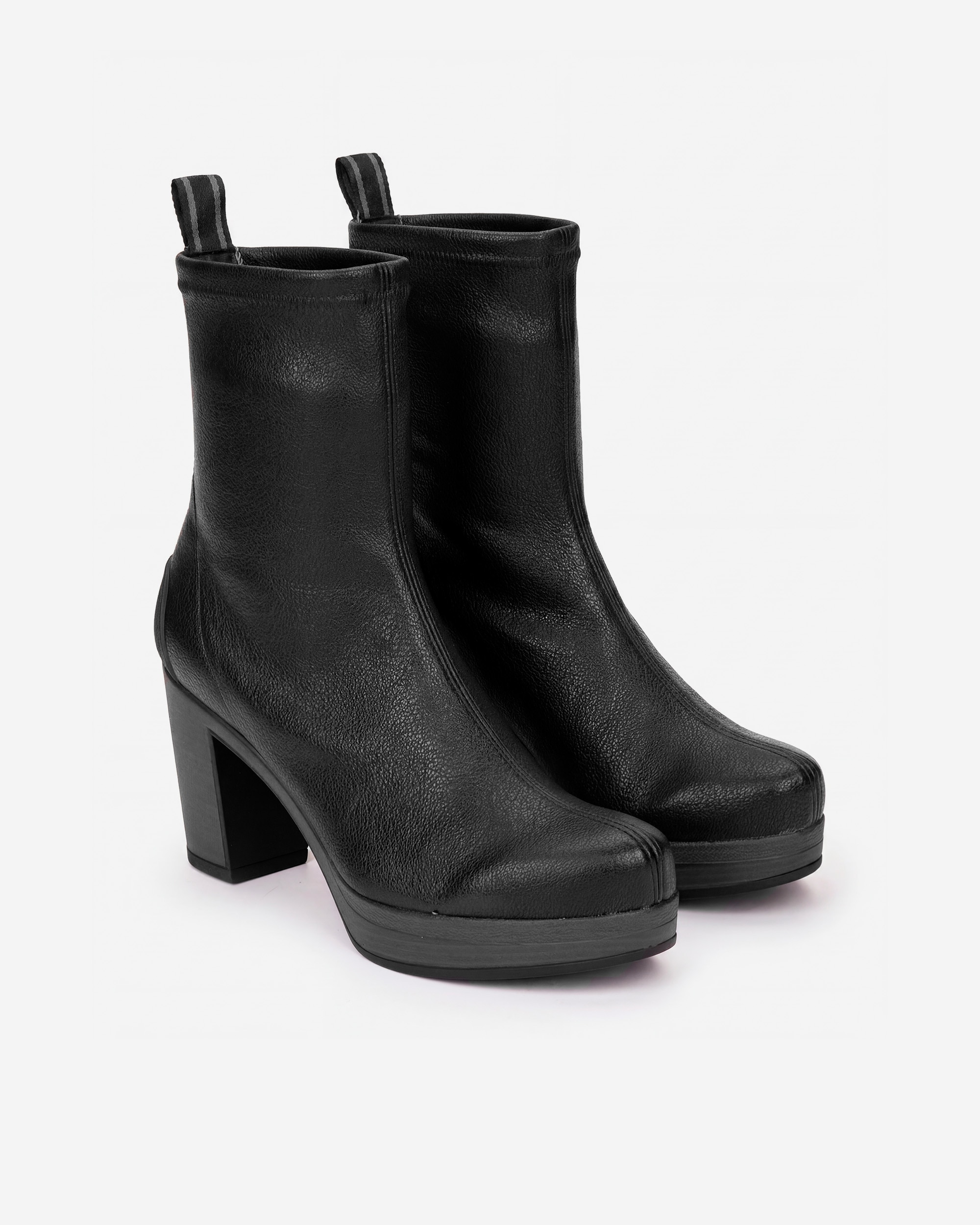 Botins Elásticos com Salto e Plataforma Preto-2