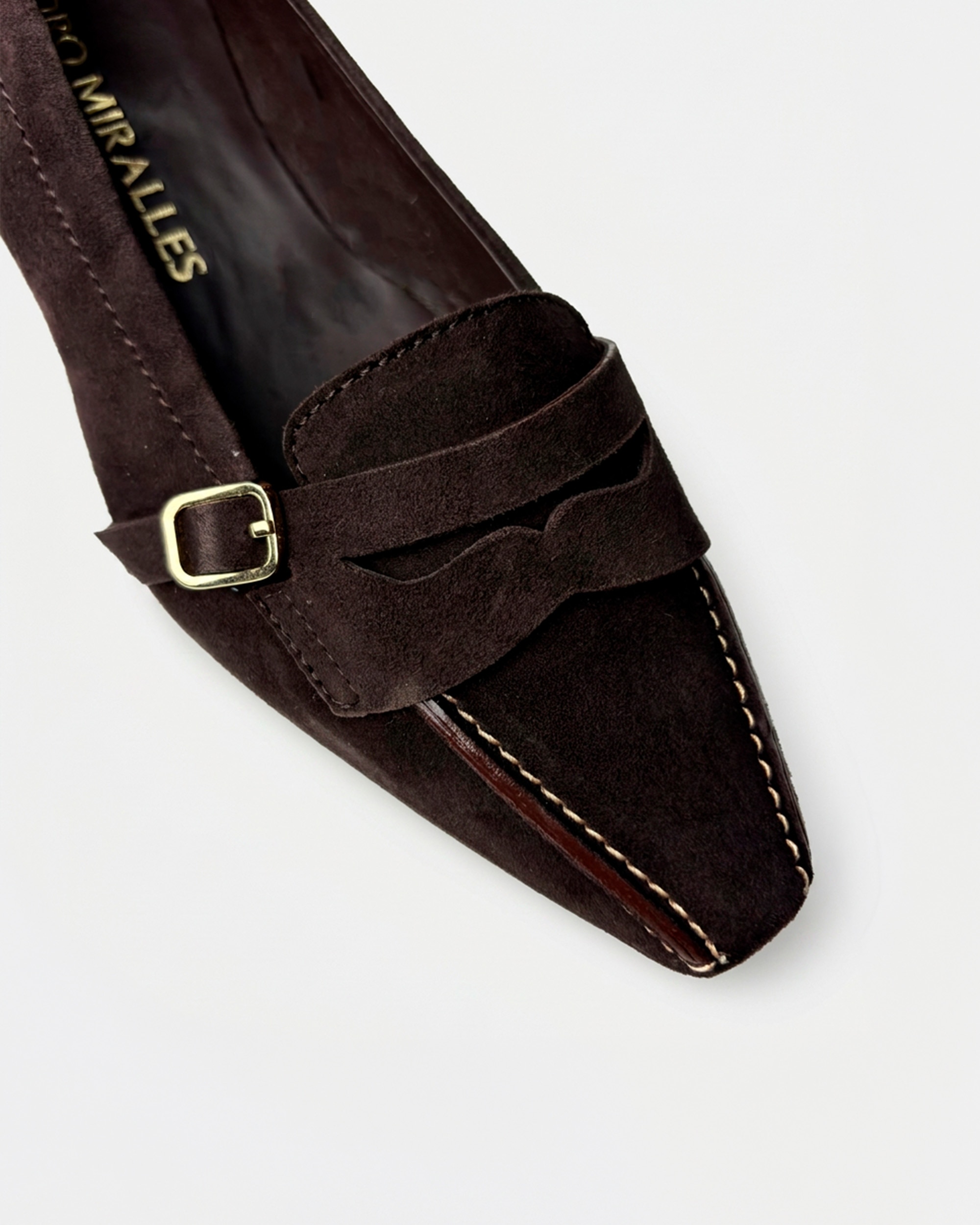 Sapatos de Salto em Camurça com Fivela Castanho-chocolate-3