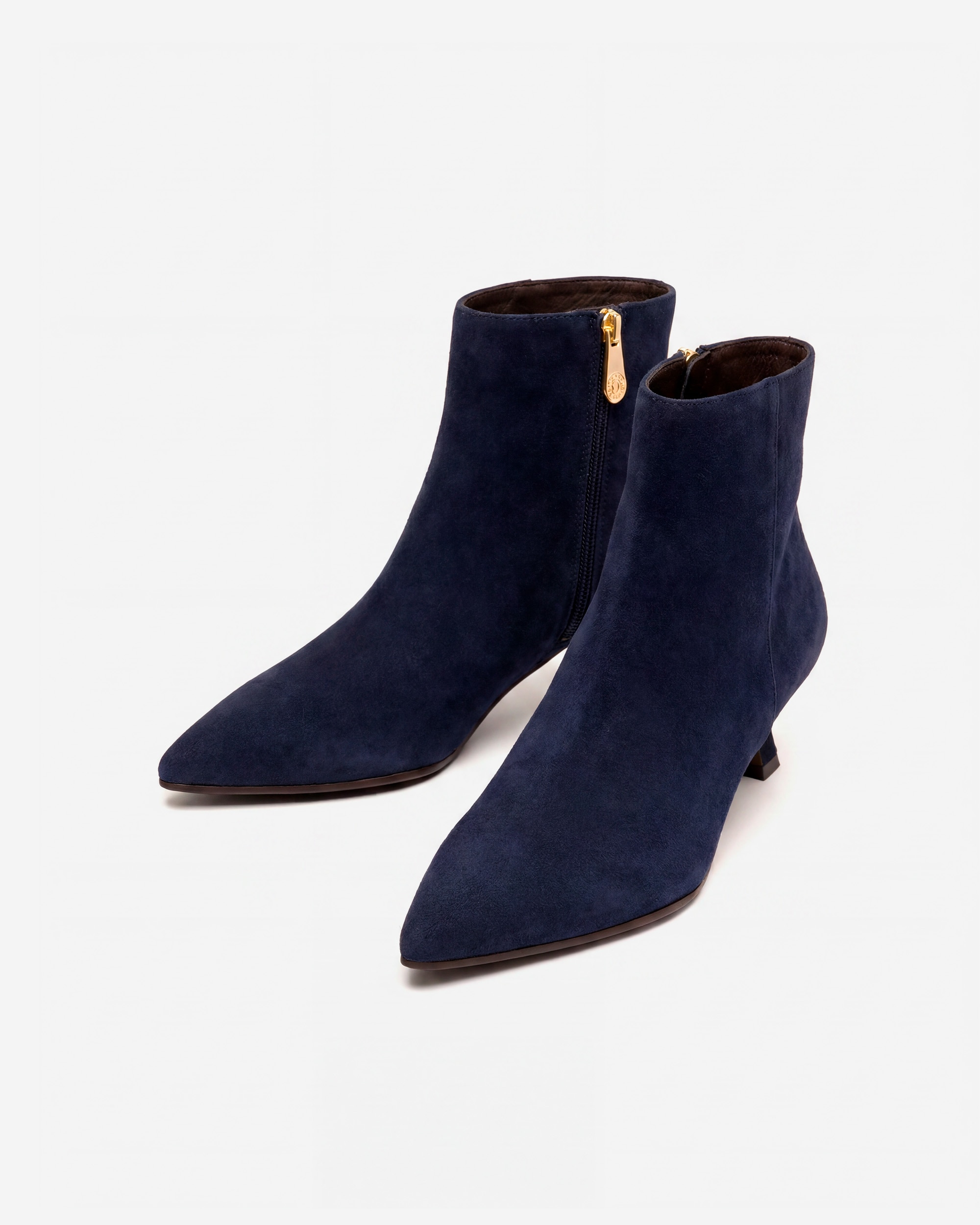 Botins de Pele com Fecho Zip Azul-marinho-2