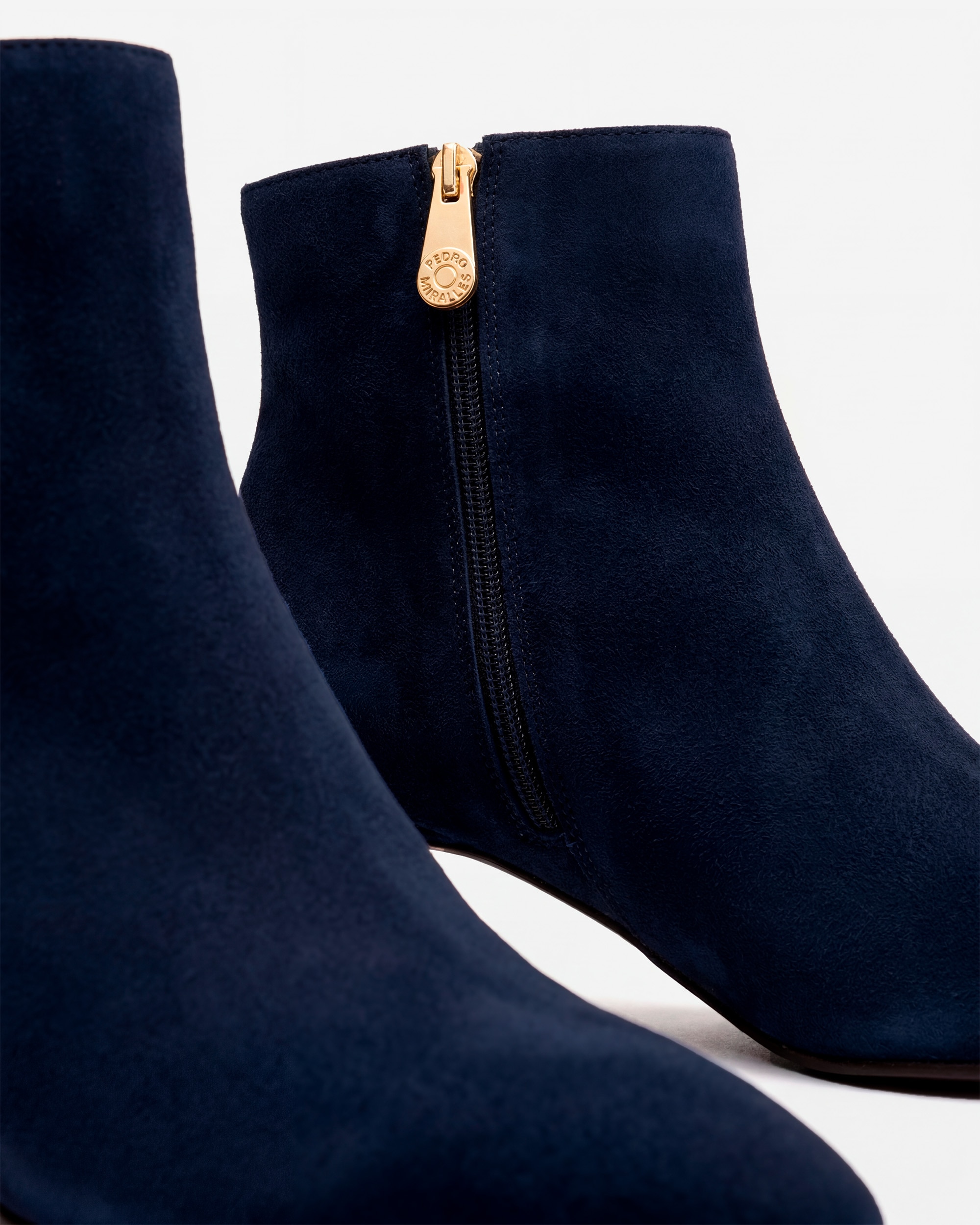Botins de Pele com Fecho Zip Azul-marinho-3