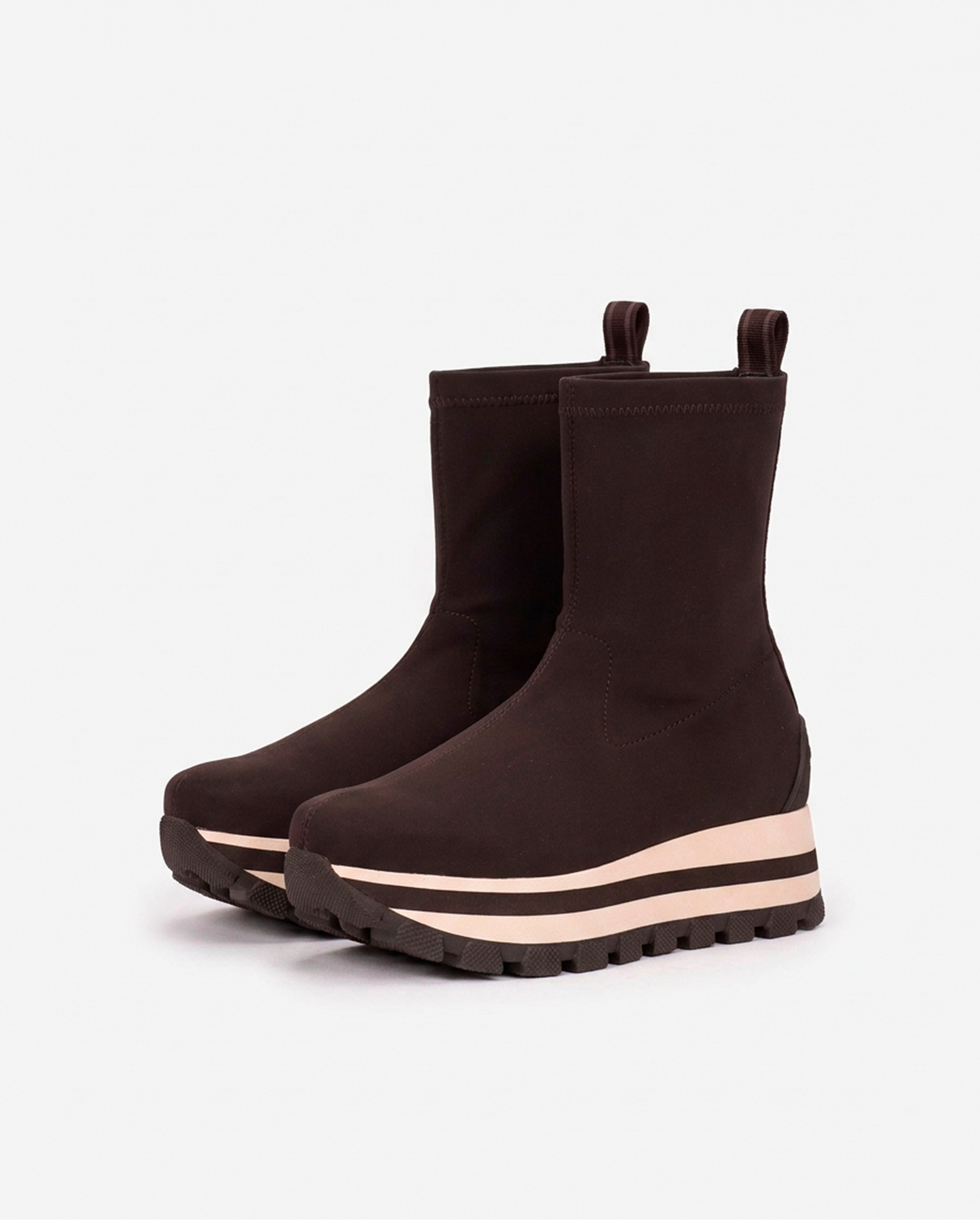 Botins Elásticos com Plataforma e Sola Track Castanho-chocolate-2
